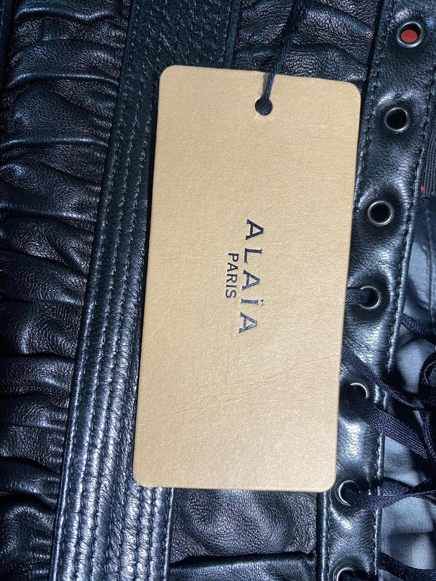 2008 Documented Alaia Leather Corset Skirt In New Condition For Sale In London, GB