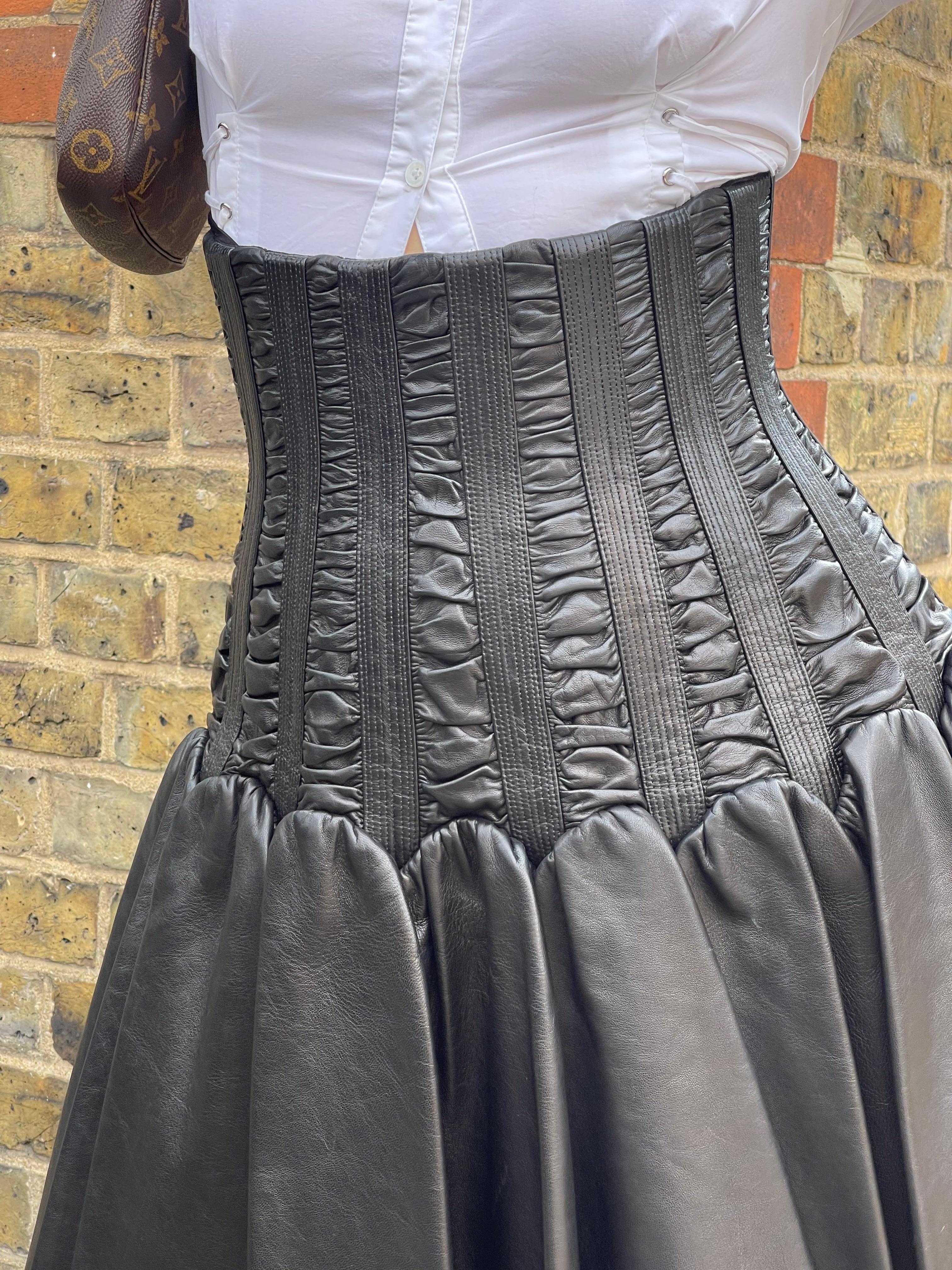 2008 Documented Alaia Leather Corset Skirt For Sale 2