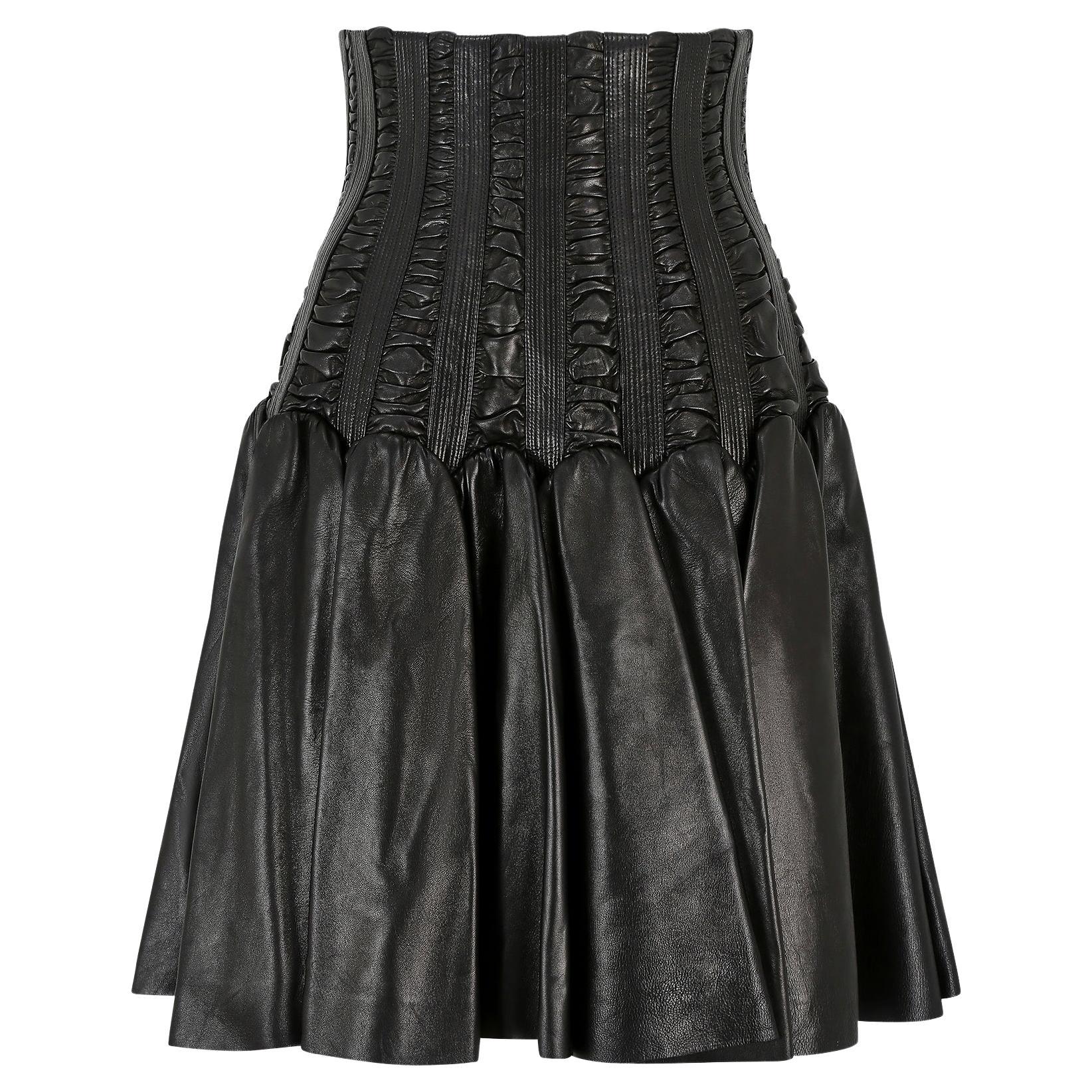 2008 Documented Alaia Leather Corset Skirt For Sale