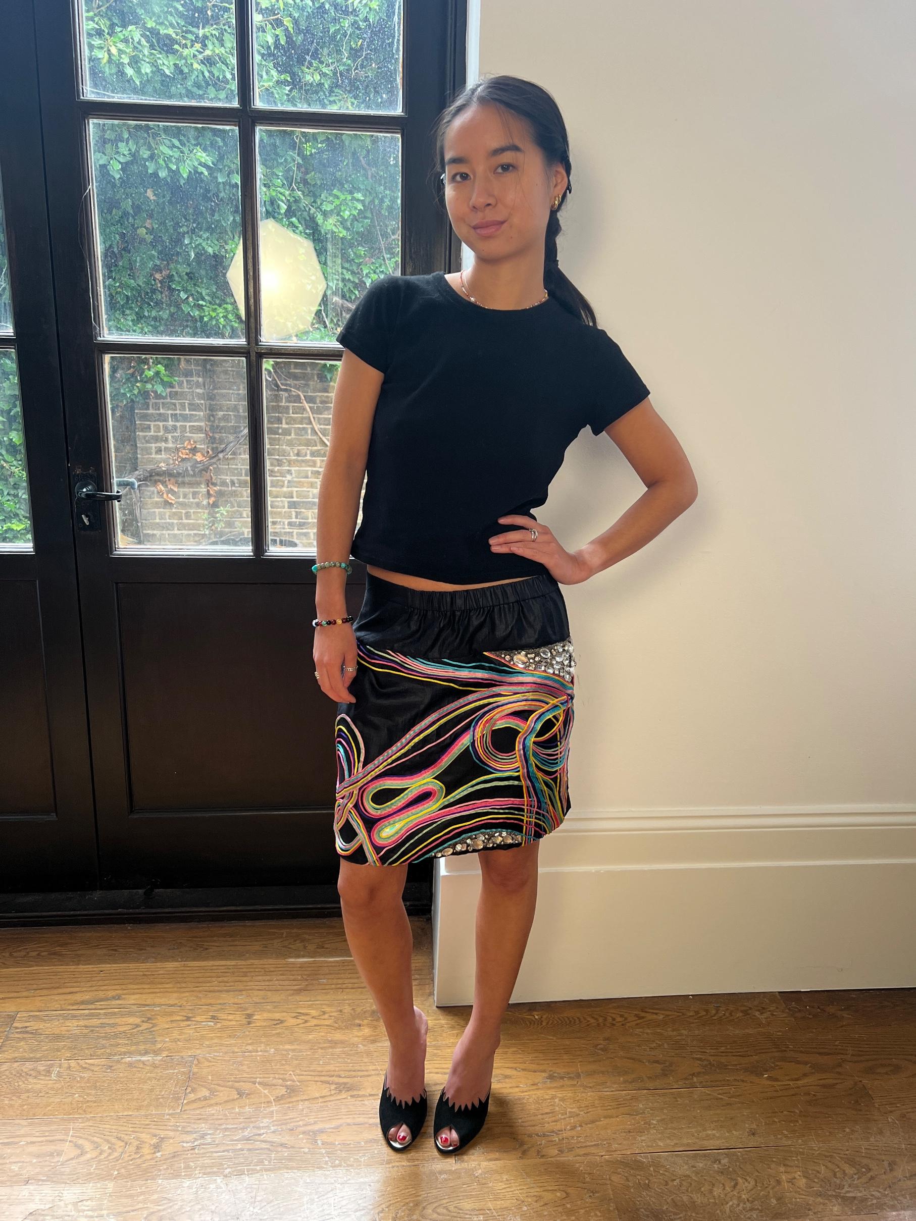 Jupe documentée Chloe Resort Rainbow Ribbonwork 2008 en vente 1