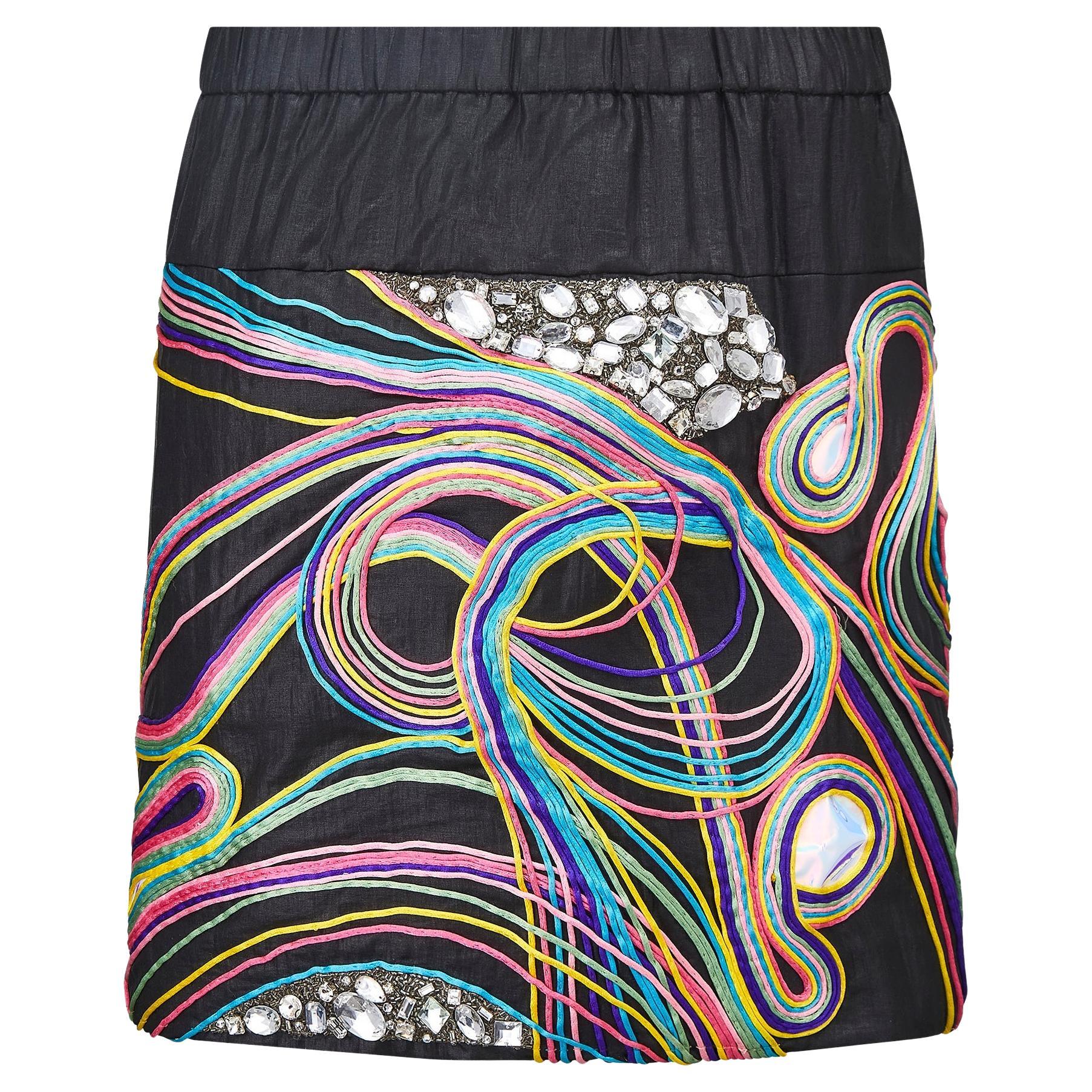 Jupe documentée Chloe Resort Rainbow Ribbonwork 2008 en vente