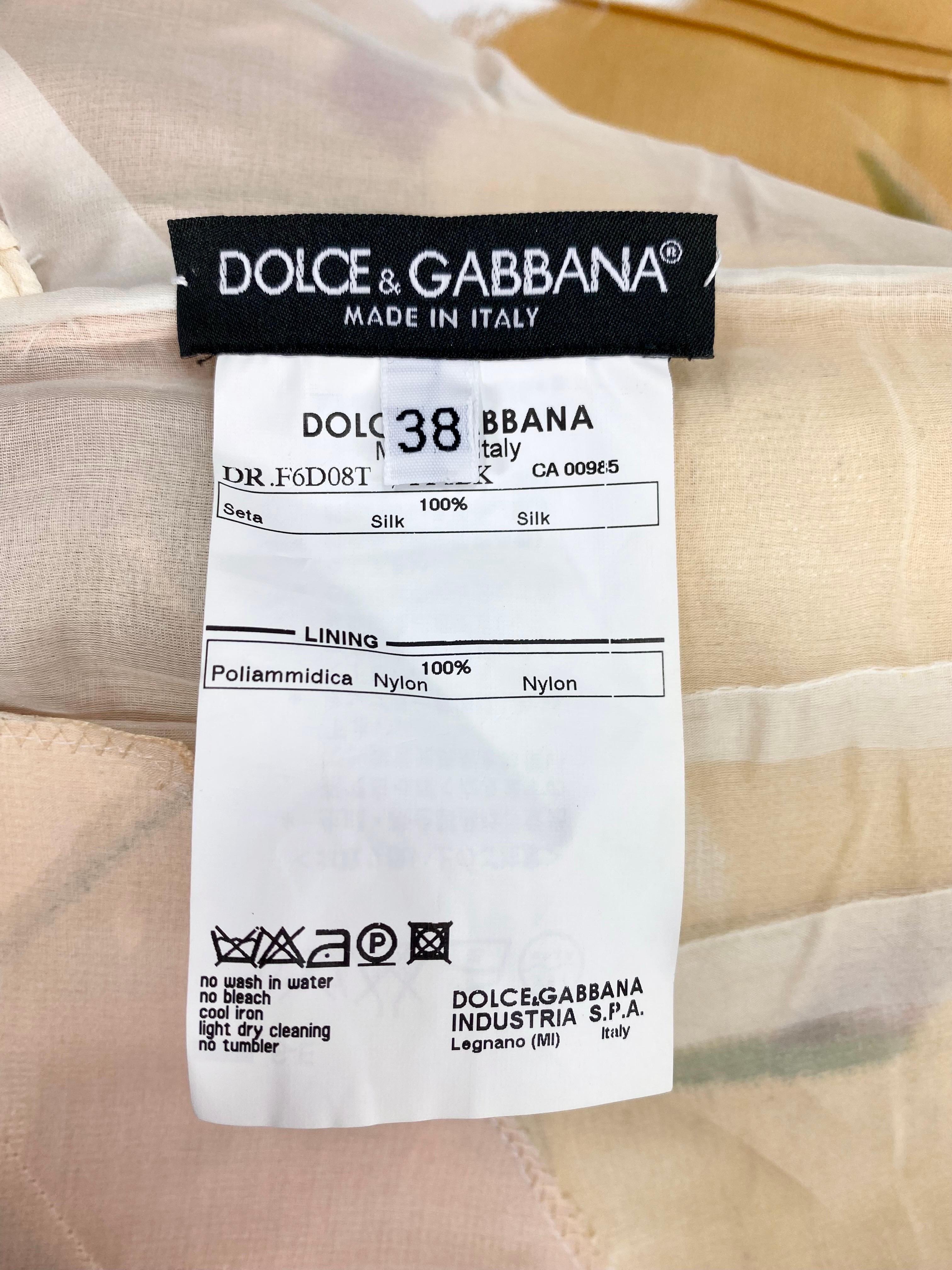 2008 Dolce & Gabbana Hand Painted Limited Edition 46/150 Runway Dress Italian 38 For Sale 7