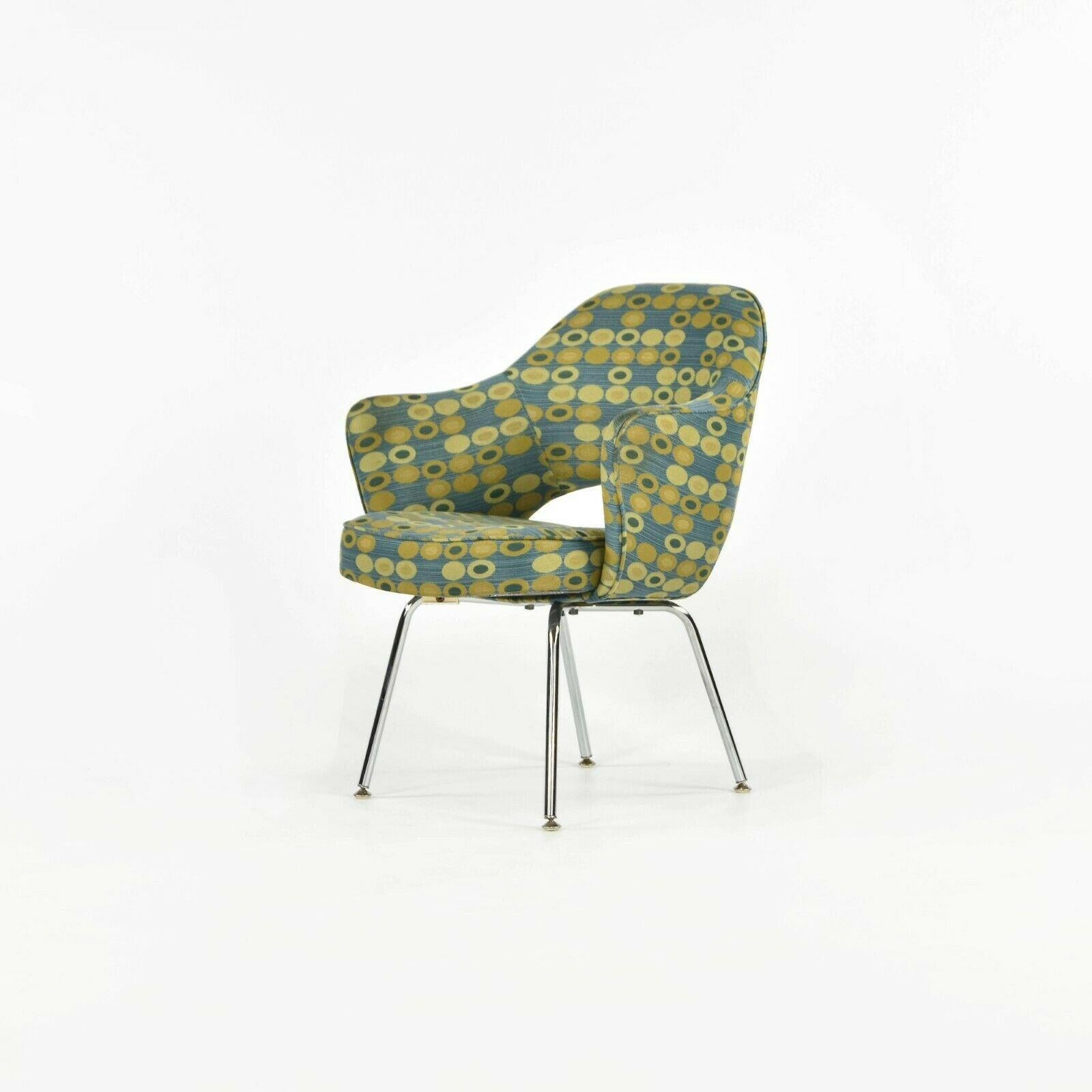 2008 Eero Saarinen for Knoll Executive Dining Arm Chair Abacus Fabric For Sale 1