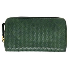 2008 Portafoglio con zip lunga Intrecciato Verde Foresta
