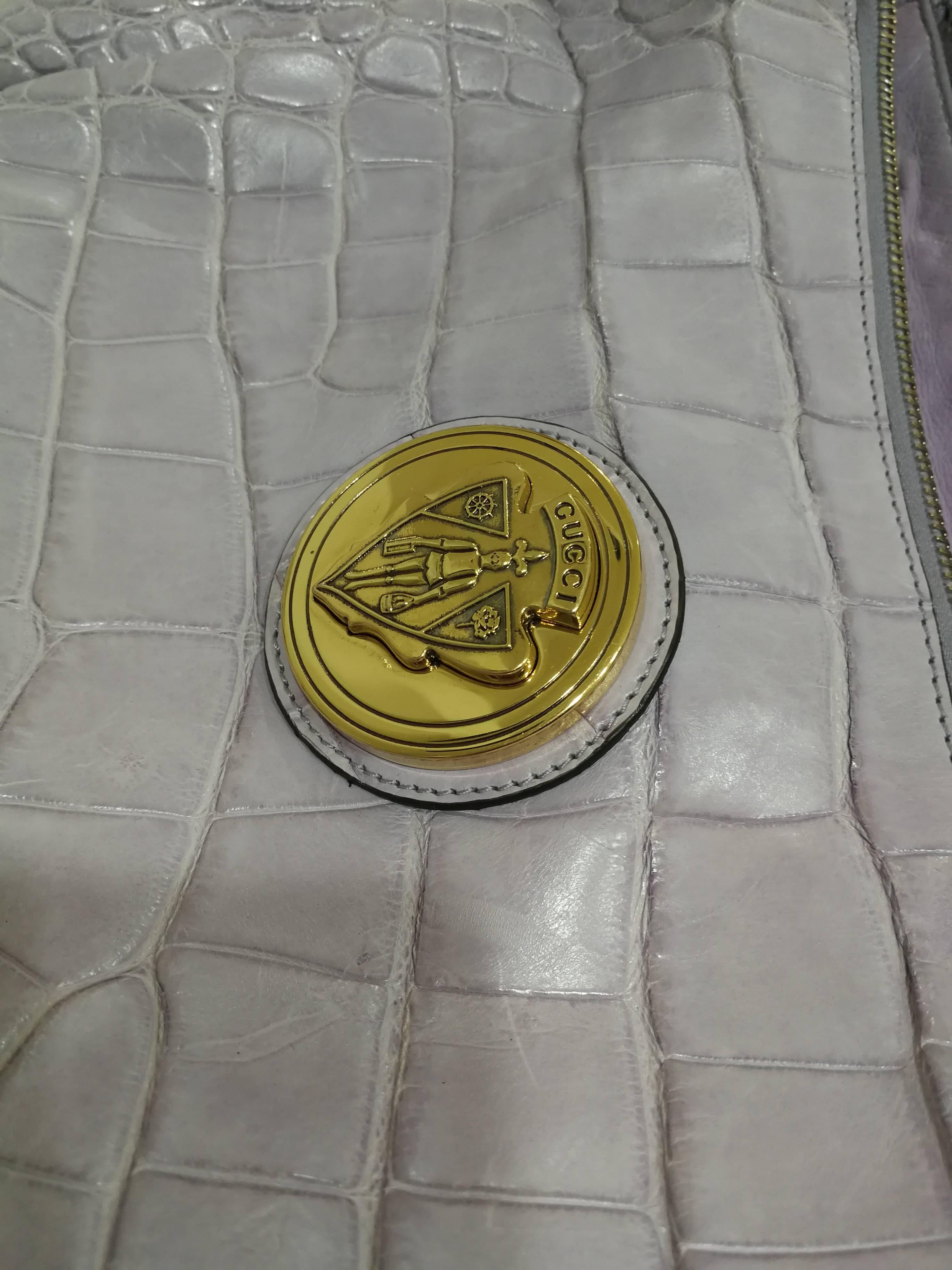2008 Gucci unique limited edition crocodile leather hysteria lilla bag For Sale 6