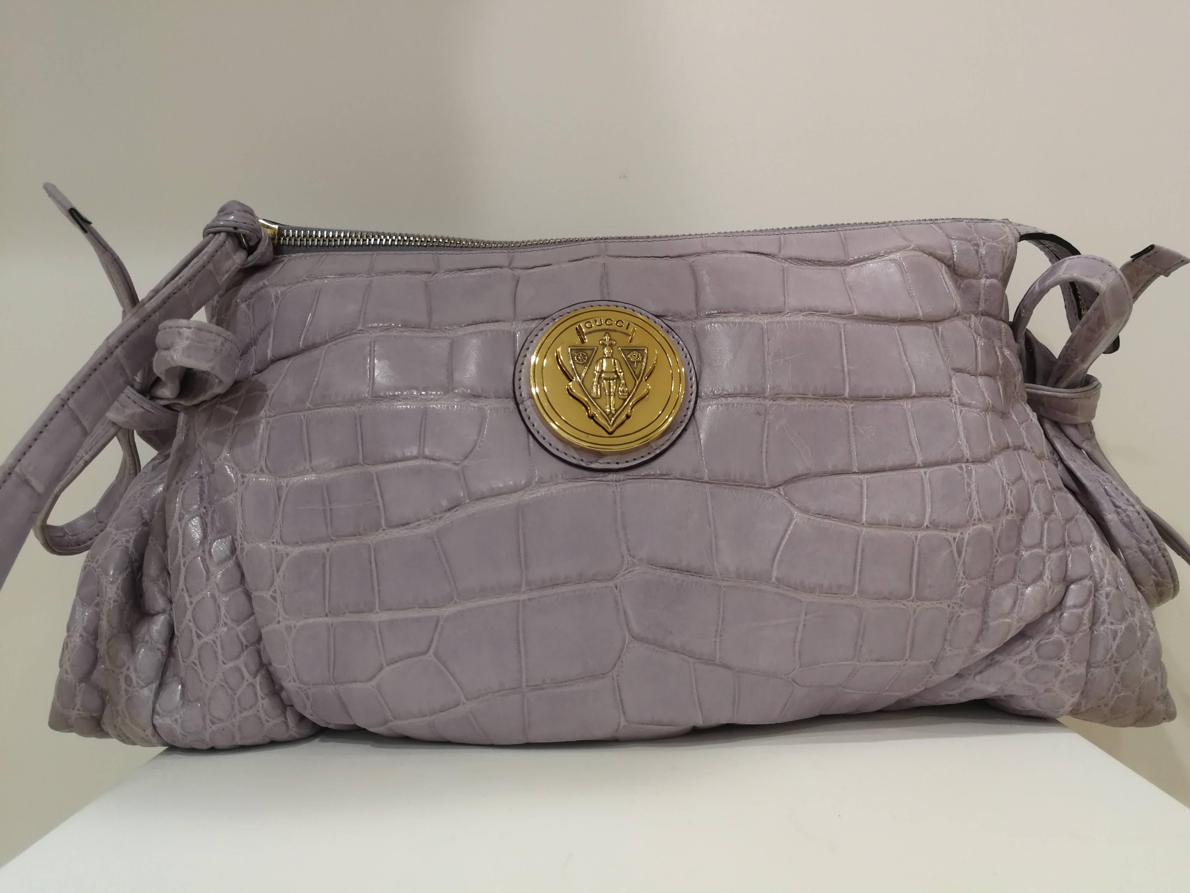 Gray 2008 Gucci unique limited edition crocodile leather hysteria lilla bag