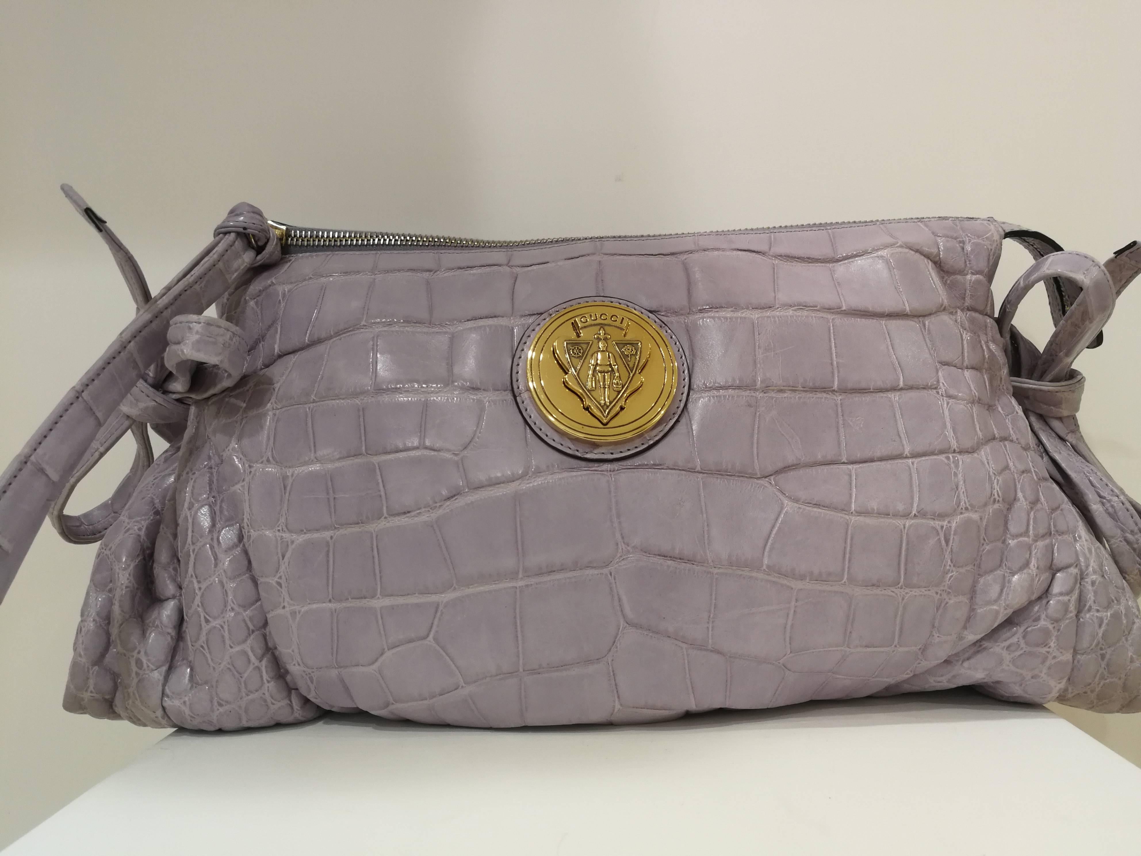 2008 Gucci unique limited edition crocodile leather hysteria lilla bag In New Condition In Capri, IT