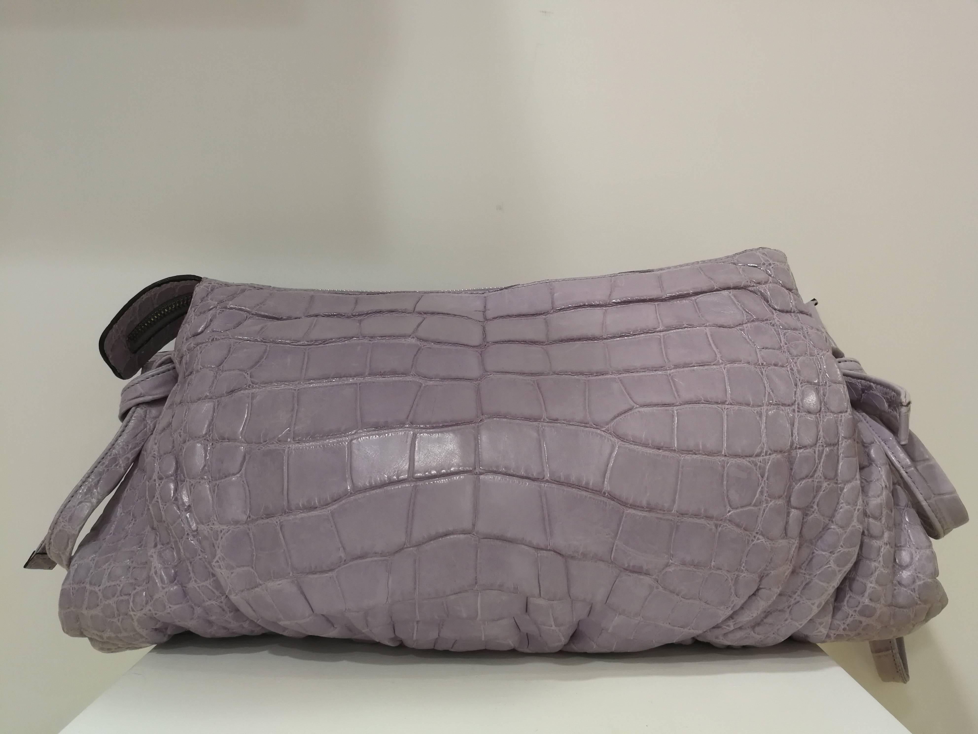 2008 Gucci unique limited edition crocodile leather hysteria lilla bag For Sale 2