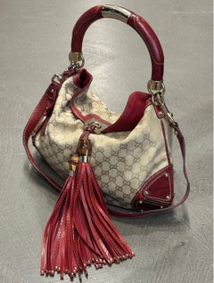 2008 Gucci x Unicef Indy GG canvas snakeskin hobo bag