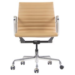 2008 Herman Miller Eames Aluminum Group Management Desk Chair in Tan Naugahyde