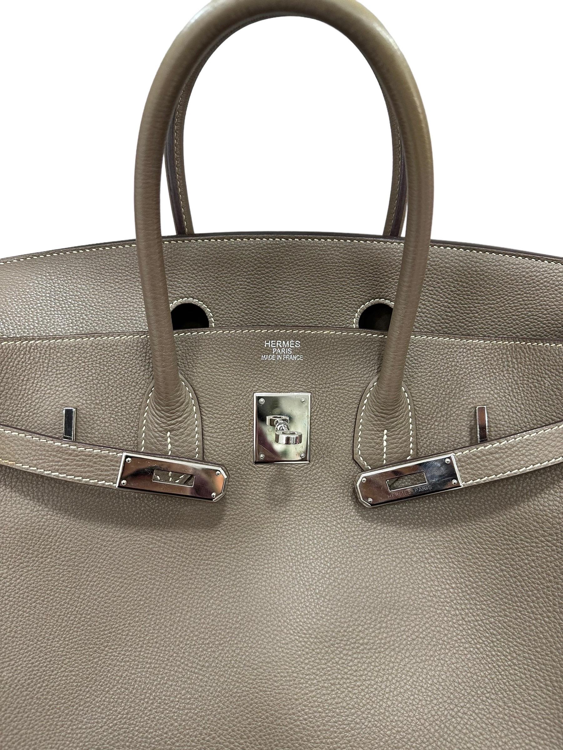 2008 Hermès Birkin 35 Togo Leather Toundra Top Handle Bag en vente 11