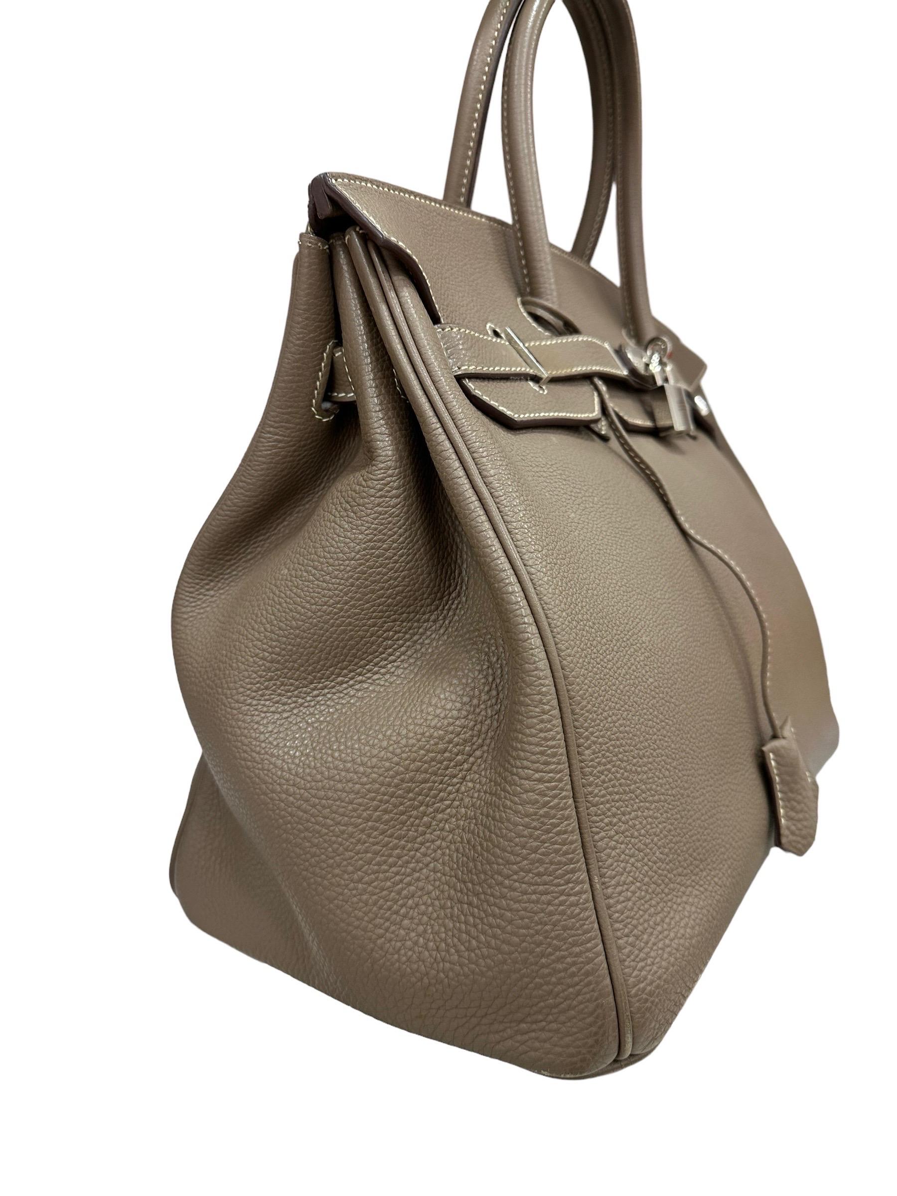Gris 2008 Hermès Birkin 35 Togo Leather Toundra Top Handle Bag en vente