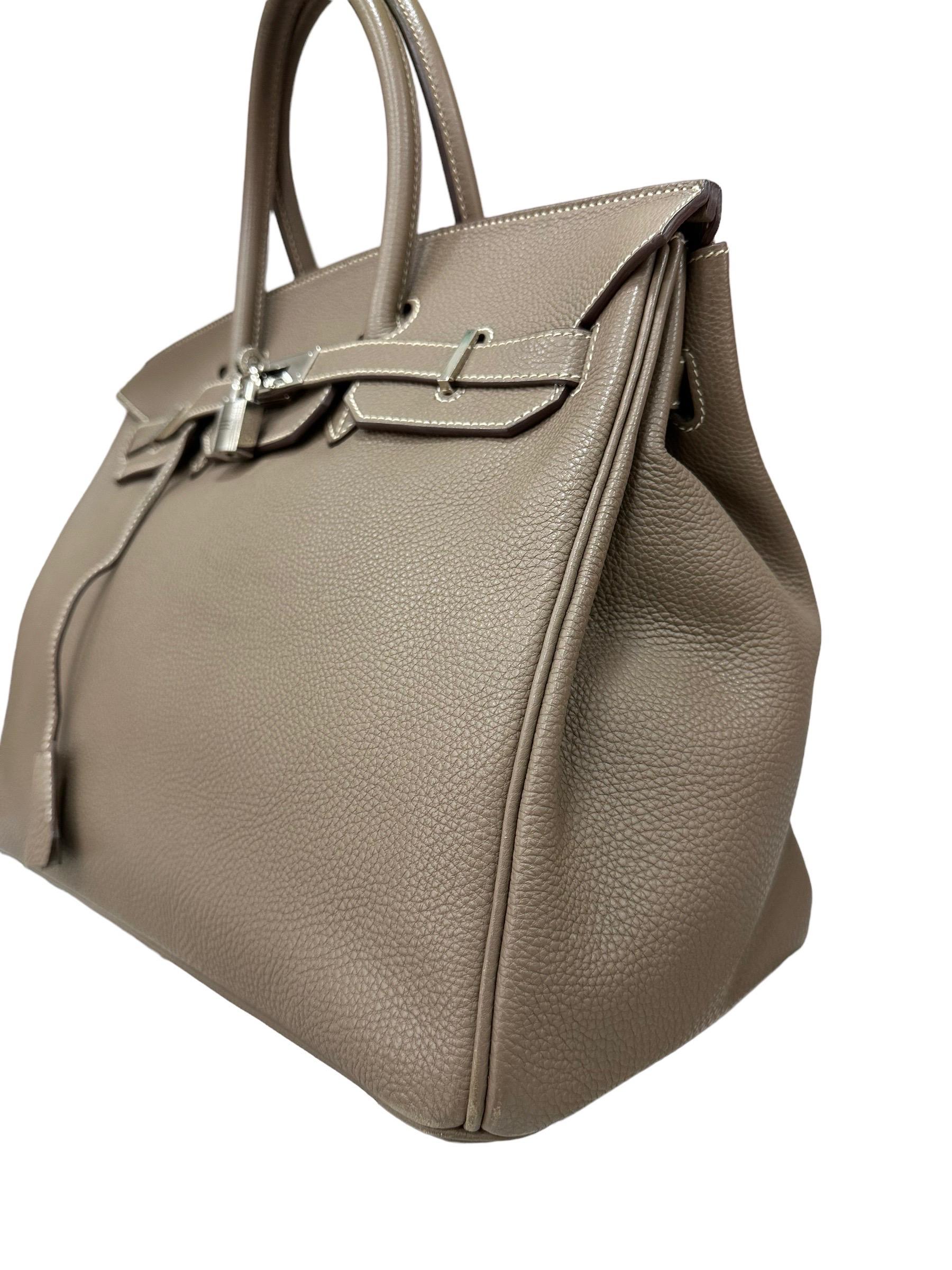 2008 Hermès Birkin 35 Togo Leather Toundra Top Handle Bag Bon état - En vente à Torre Del Greco, IT