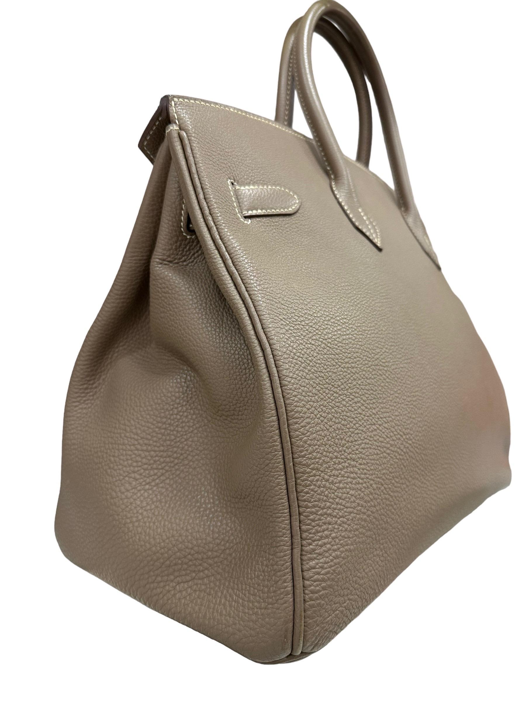 Gray 2008 Hermès Birkin 35 Togo Leather Toundra Top Handle Bag For Sale