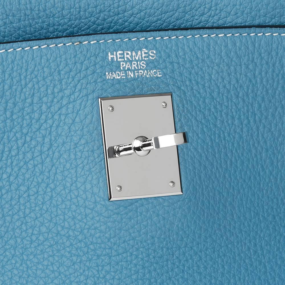 2008 Hermes Blue Jean Togo Leather Kelly 35cm Retourne Bag 3