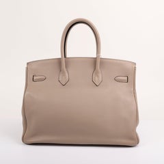 2008 Hermès Gris Tourterelle Togo Retourne Birkin 35 PHW