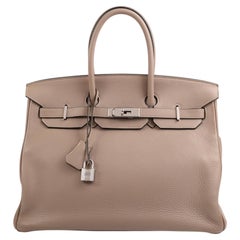 2008 Hermès Gris Tourterelle Togo Retourne Birkin 35 PHW