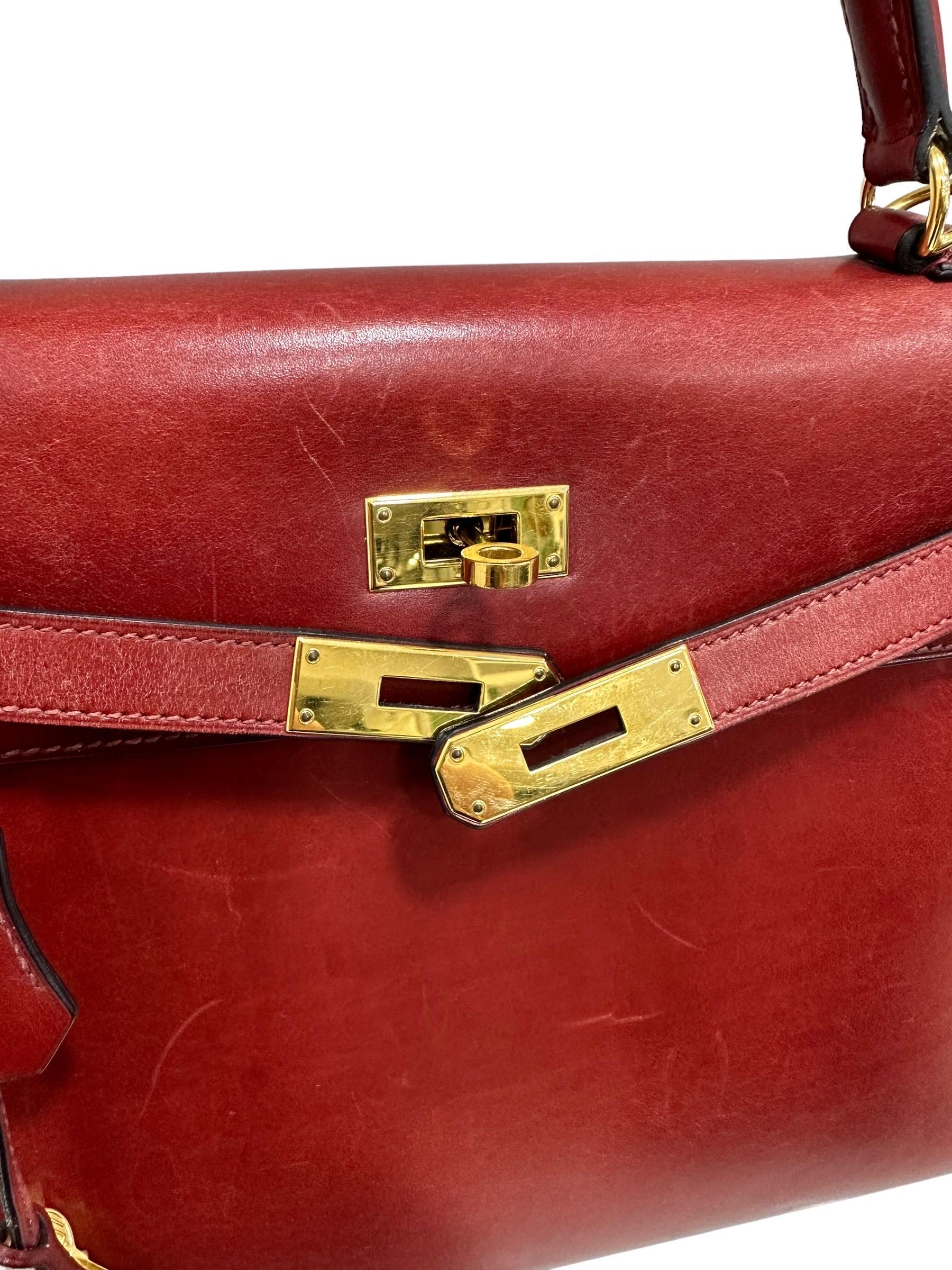 2008 Hermès Kelly 32 Box Calf Leather Rouge H Top Handle Bag 7