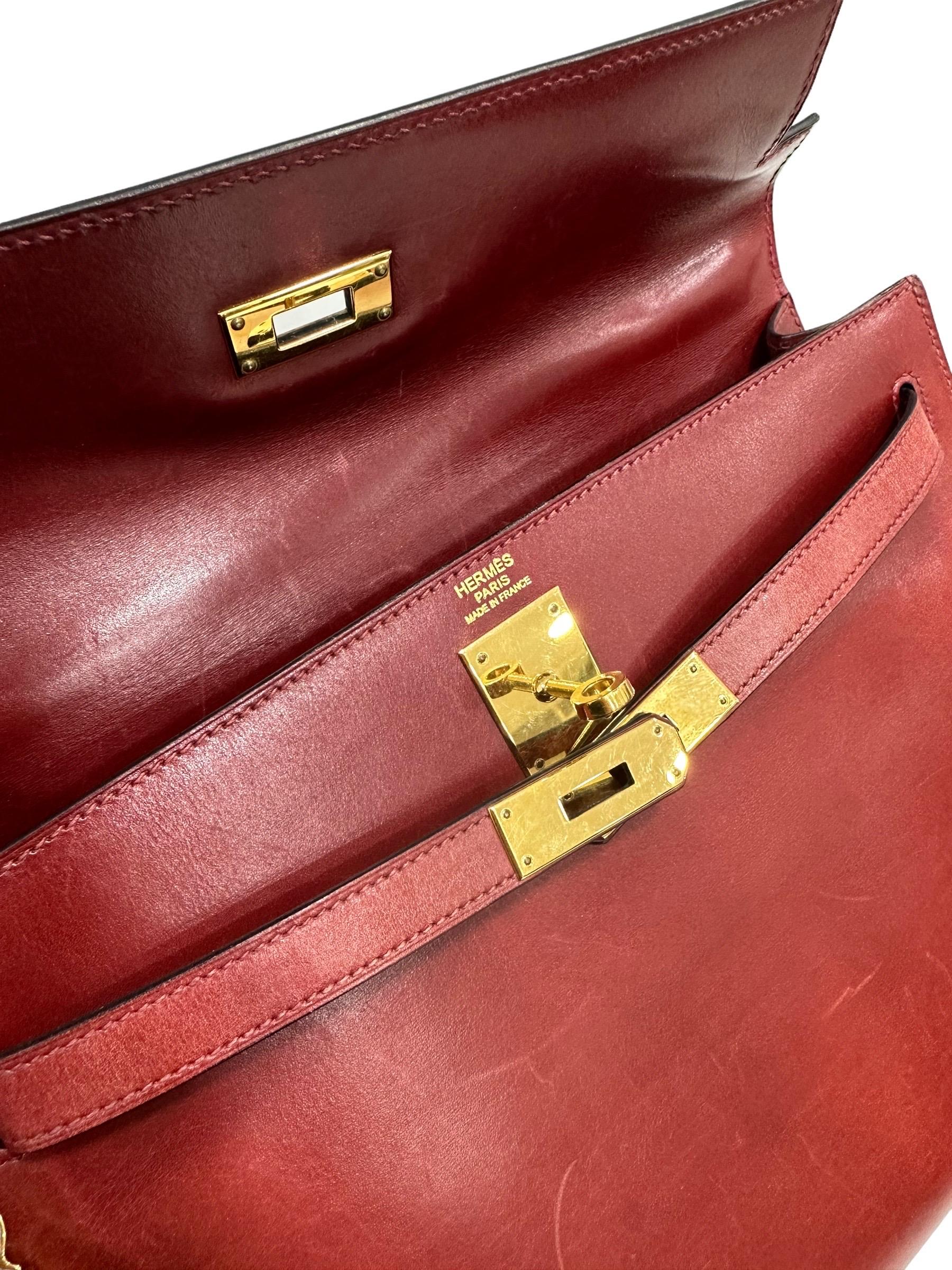 2008 Hermès Kelly 32 Box Calf Leather Rouge H Top Handle Bag 8