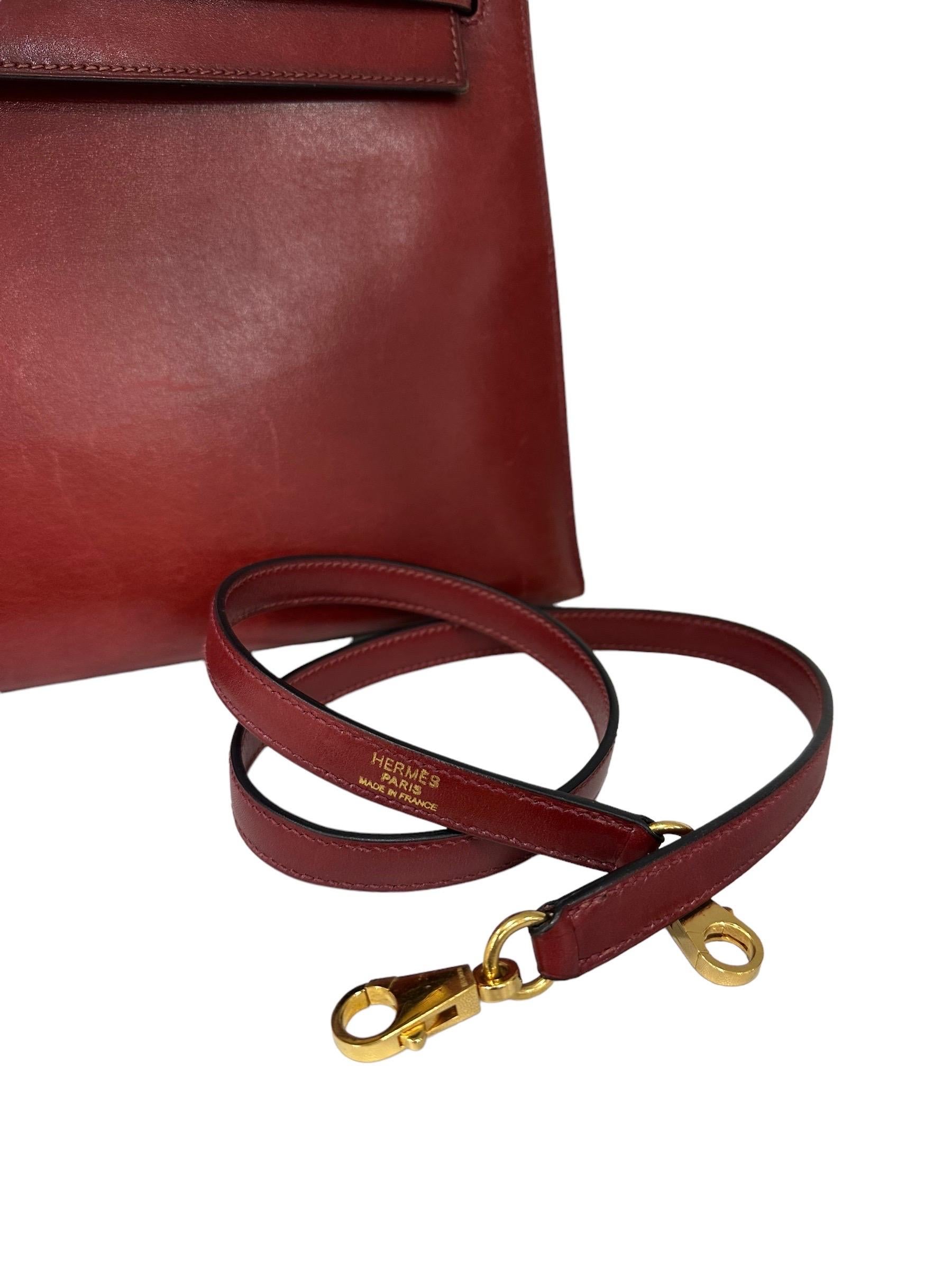 2008 Hermès Kelly 32 Box Calf Leather Rouge H Top Handle Bag 9