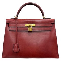 2008 Hermès Kelly 32 Box Calf Leather Rouge H Top Handle Bag