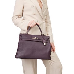 2008 Hermès Raisin Togo Leather Kelly 35cm Retourne