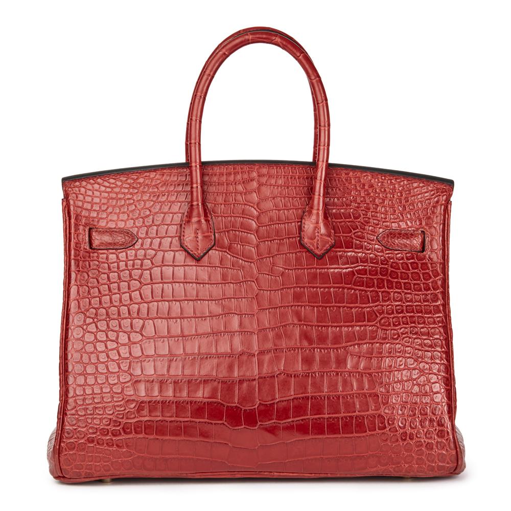 Red 2008 Hermès Rouge Cerise Matte Porosus Crocodile Leather Birkin 35cm