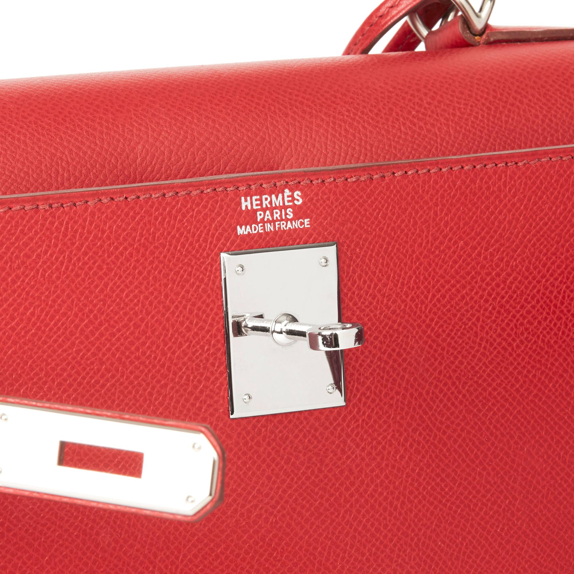 2008 Hermès Rouge Garance Epsom Leather Kelly 32cm Sellier 2