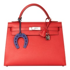 2008 Hermès Rouge Garance Epsom Leather Kelly 32cm Sellier