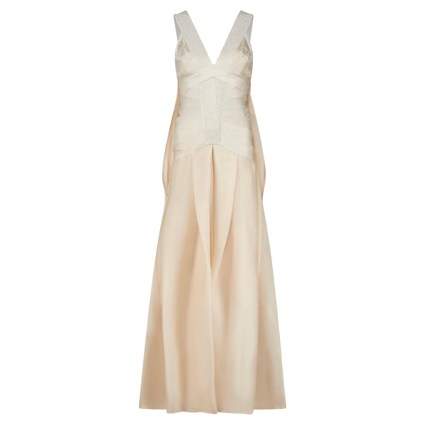 2008 Hervé Léger Laufsteg dokumentiert Nacktes Bandage Maxi-Kleid im Angebot