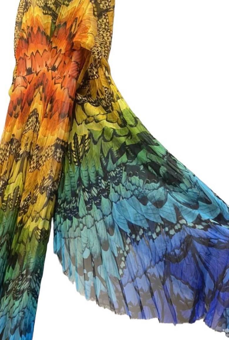 2008 Iconic Vintage Alexander McQueen printed chiffon 'Butterfly' dress 1