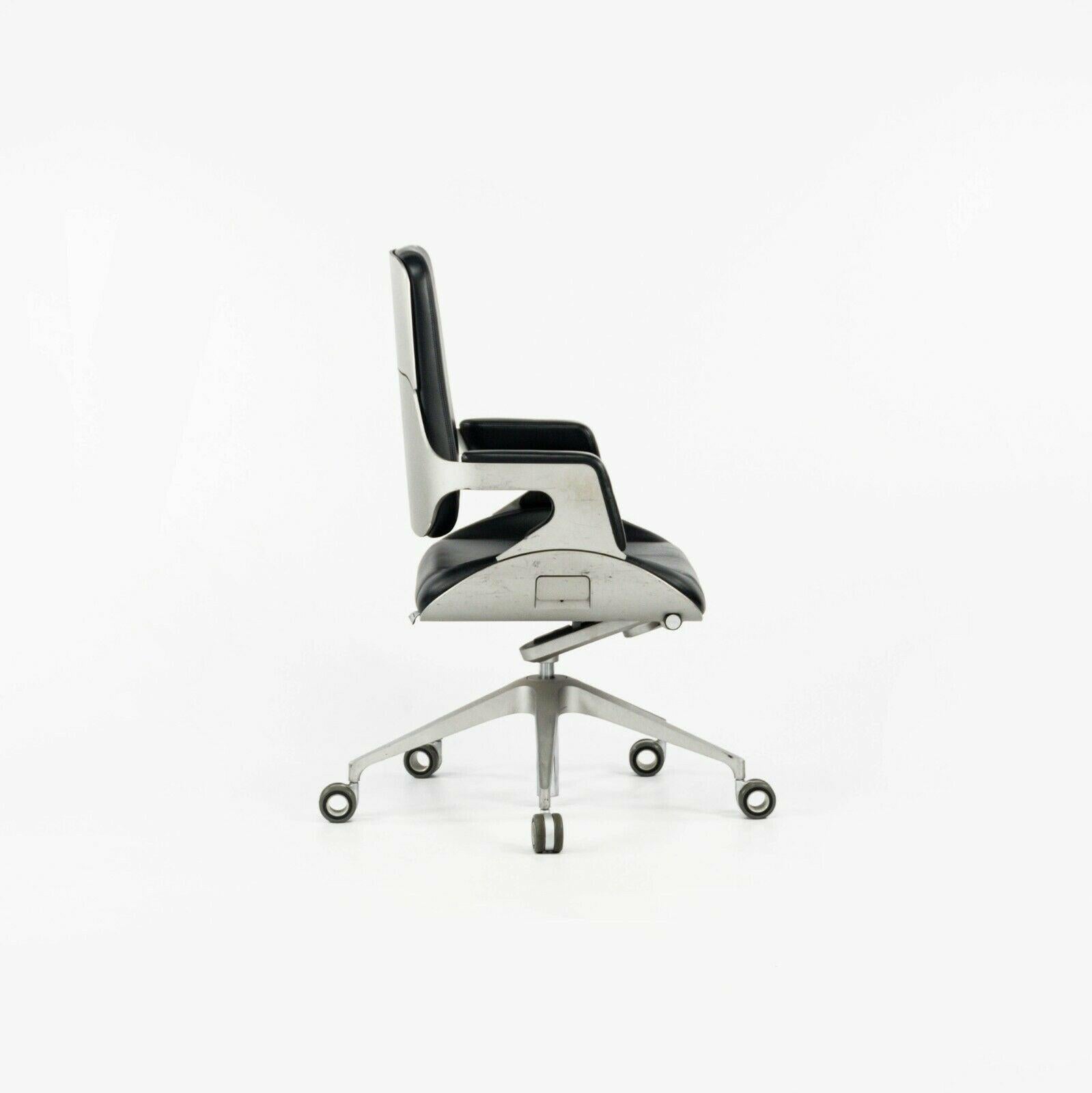 Listed for sale is a single (multiple chairs are available but the listing price is only for one) 2008 production Silver 262S desk chair, designed by Hadi Teherani, produced by Interstuhl in Germany. This is a remarkably unique chair, which