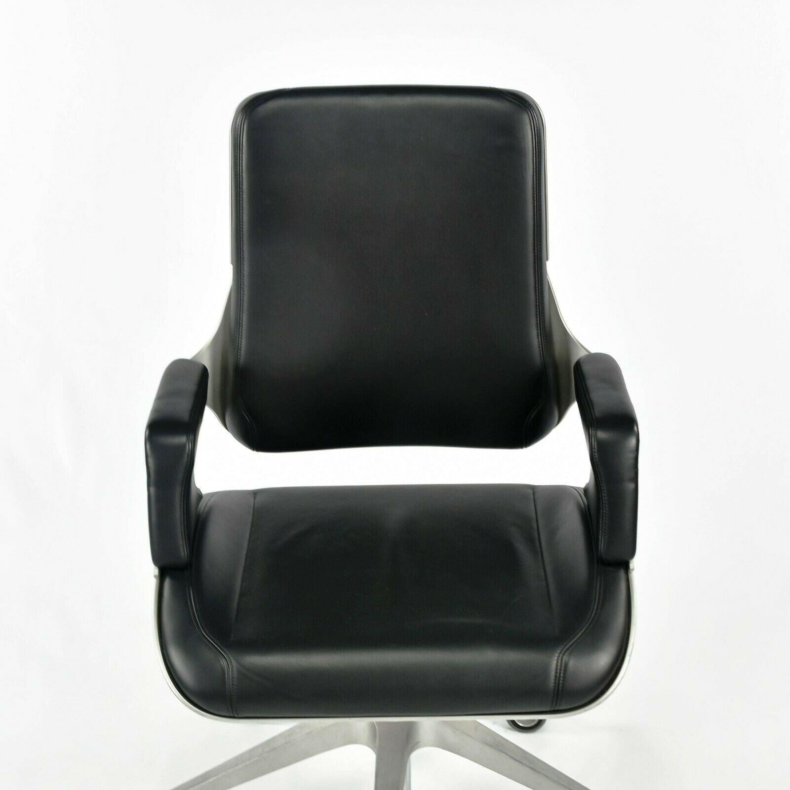 XXIe siècle et contemporain 2008 Interstuhl Silver 262S Chaise de bureau en cuir noir par Hadi Teherani en vente