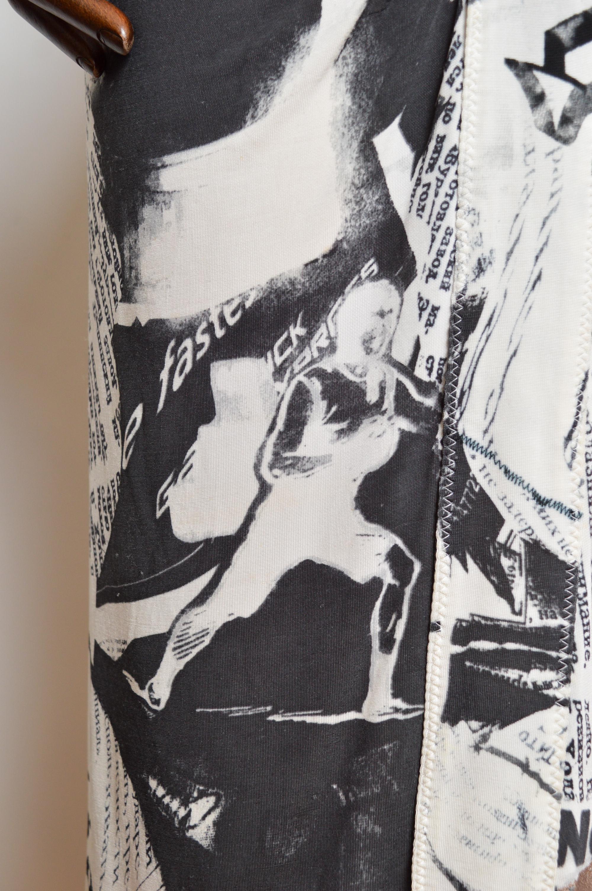 2008 John Galliano Newspaper Tabloid print fitted draped Cocktail Dress 6