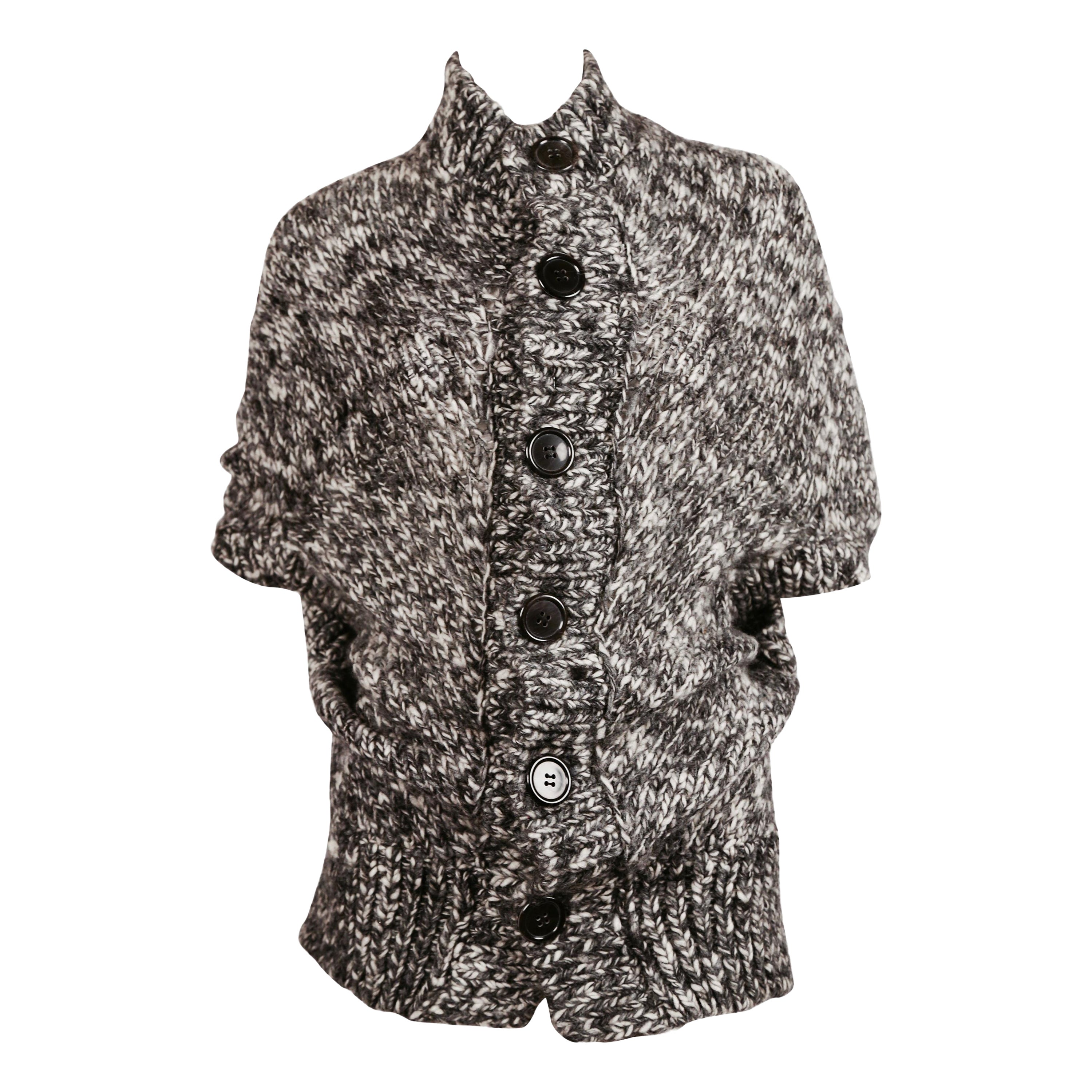 2008 JUNYA WATANABE grey marled knit poncho sweater