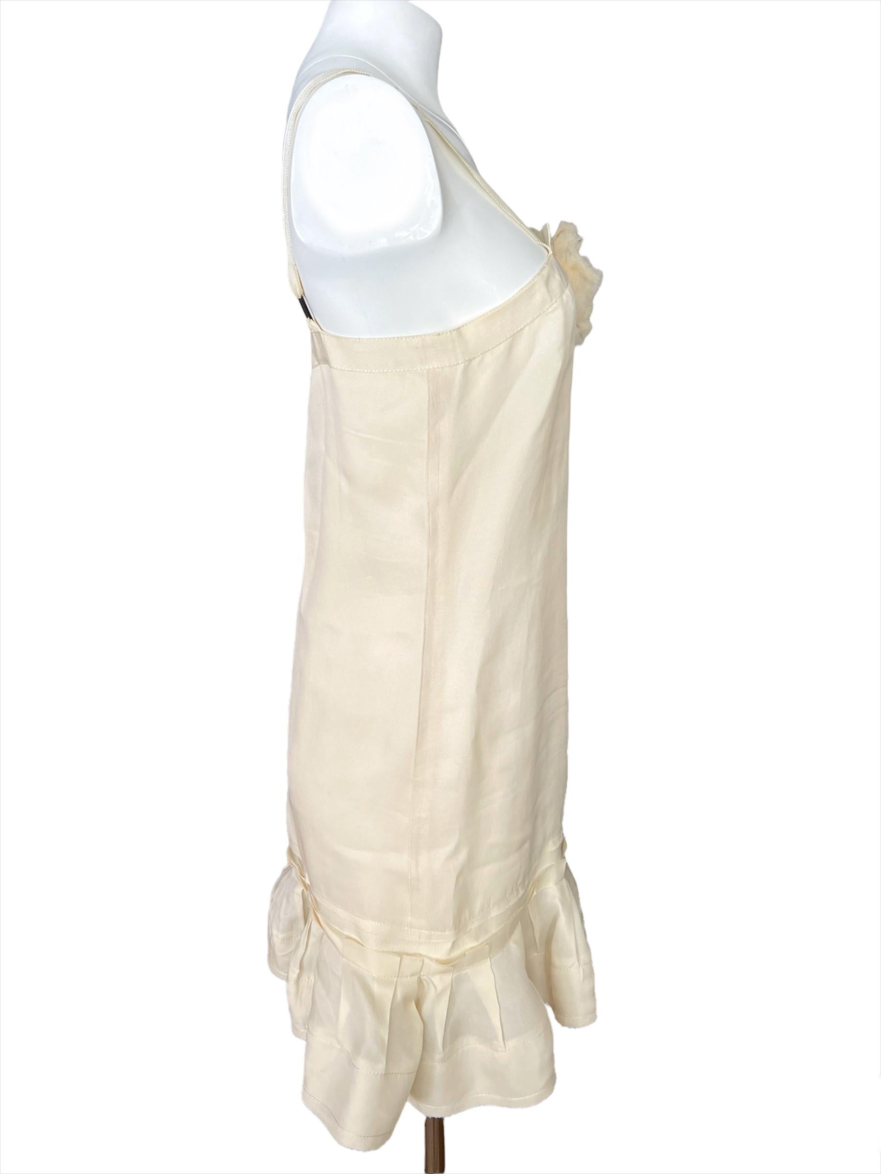 2008 Lanvin Paris White Silk Mini Dress, Size 38 In Excellent Condition For Sale In Beverly Hills, CA