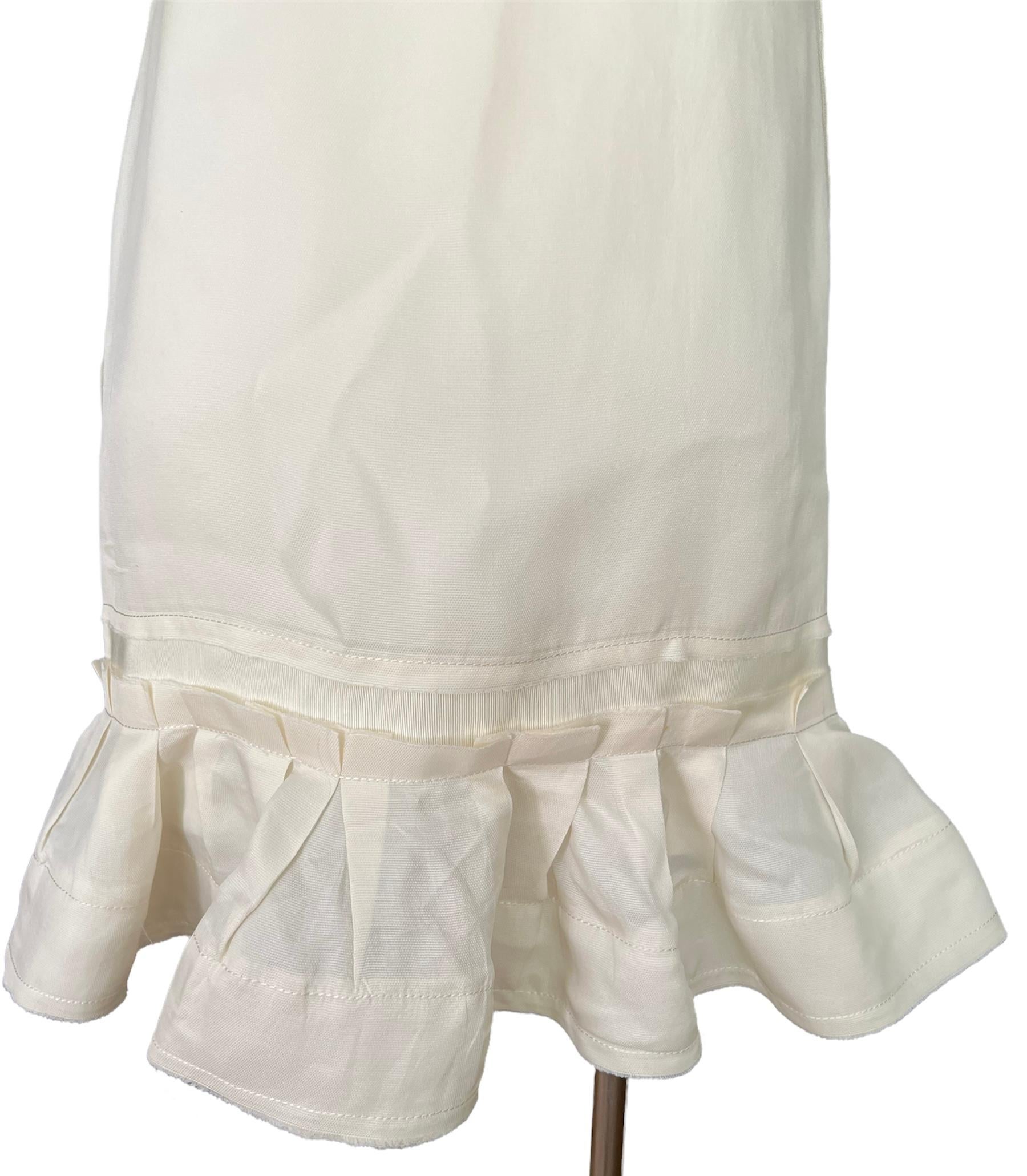 Women's 2008 Lanvin Paris White Silk Mini Dress, Size 38 For Sale