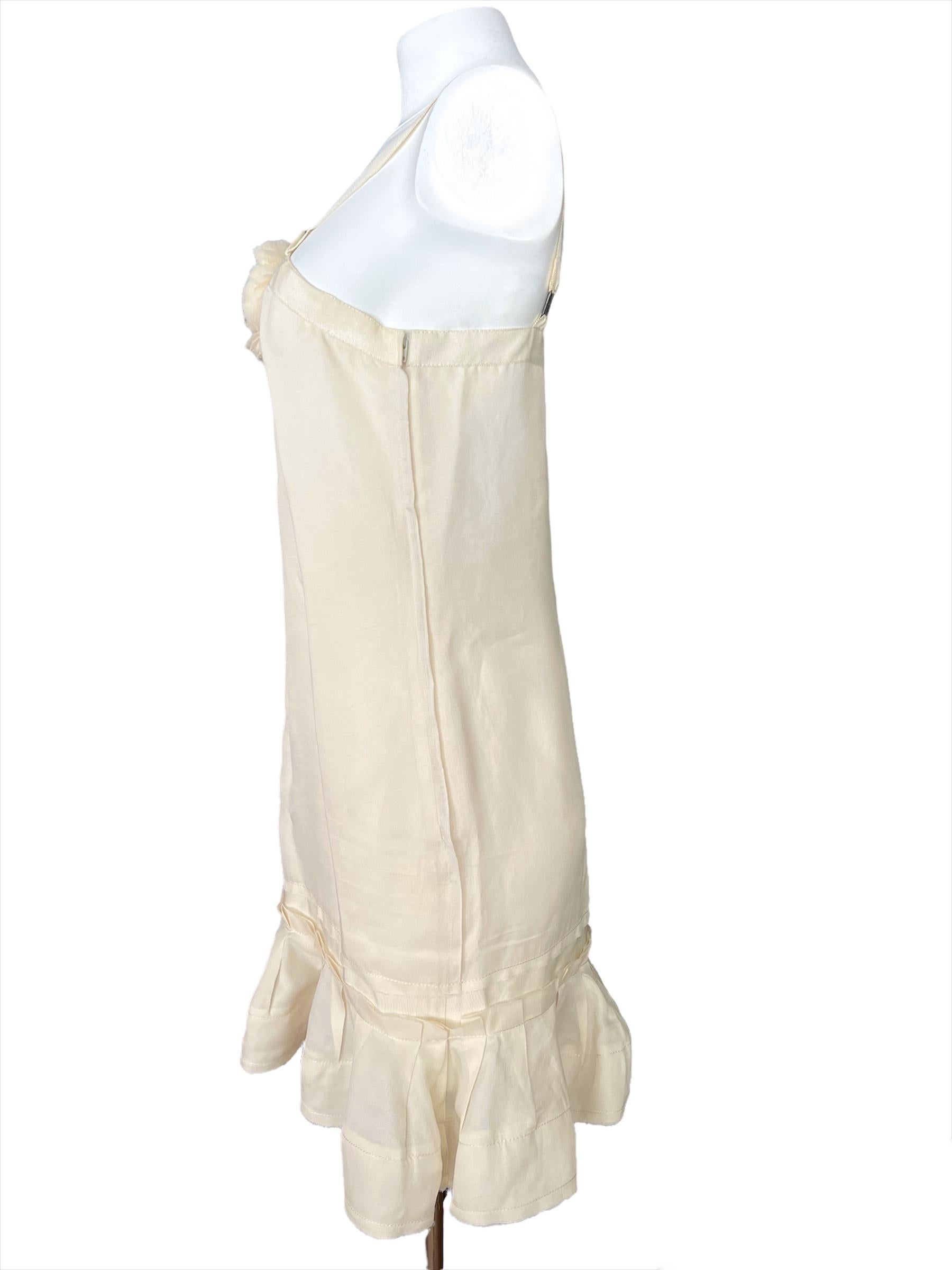 2008 Lanvin Paris White Silk Mini Dress, Size 38 For Sale 1