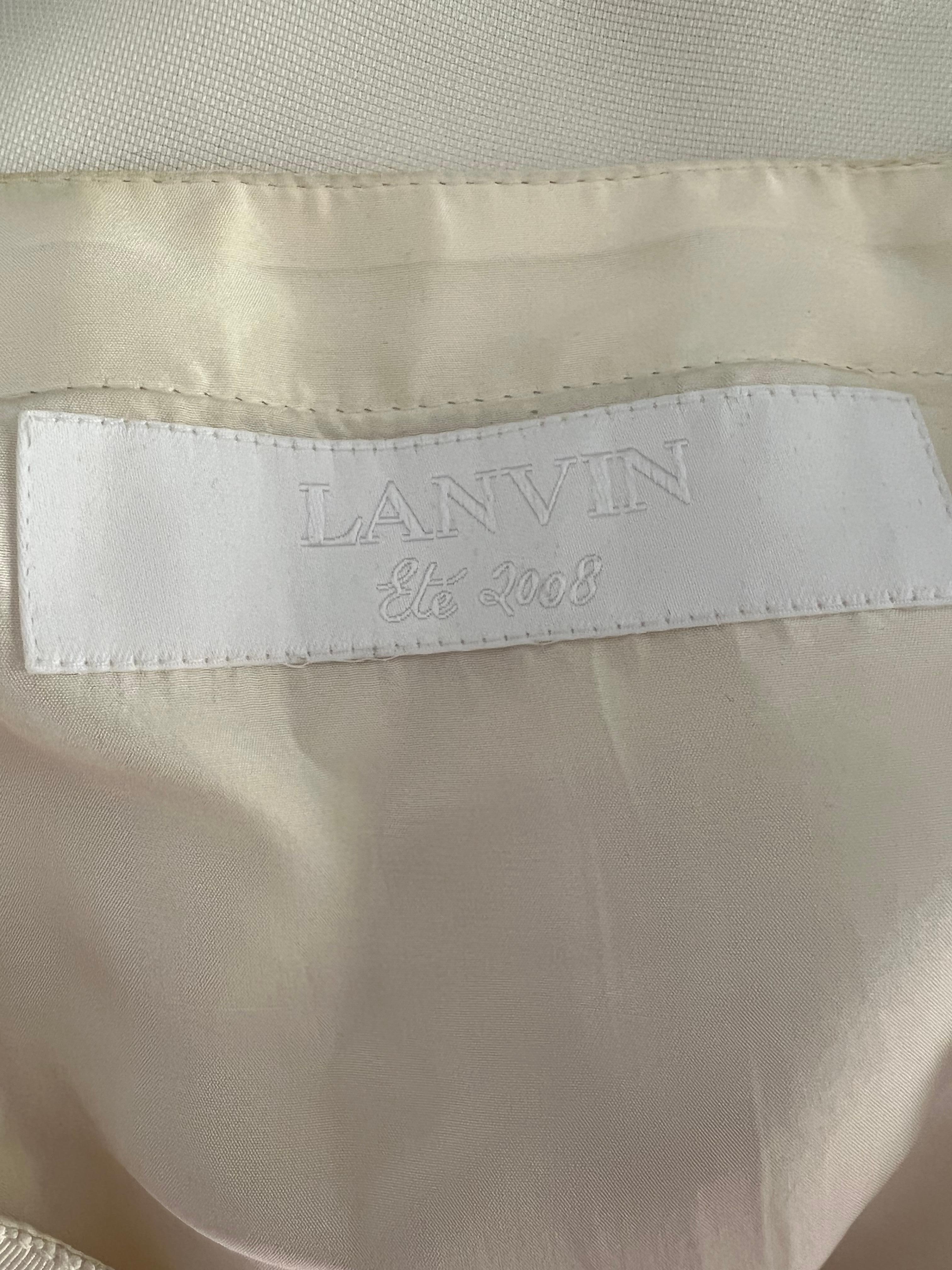 2008 Lanvin Paris White Silk Mini Dress, Size 38 For Sale 3