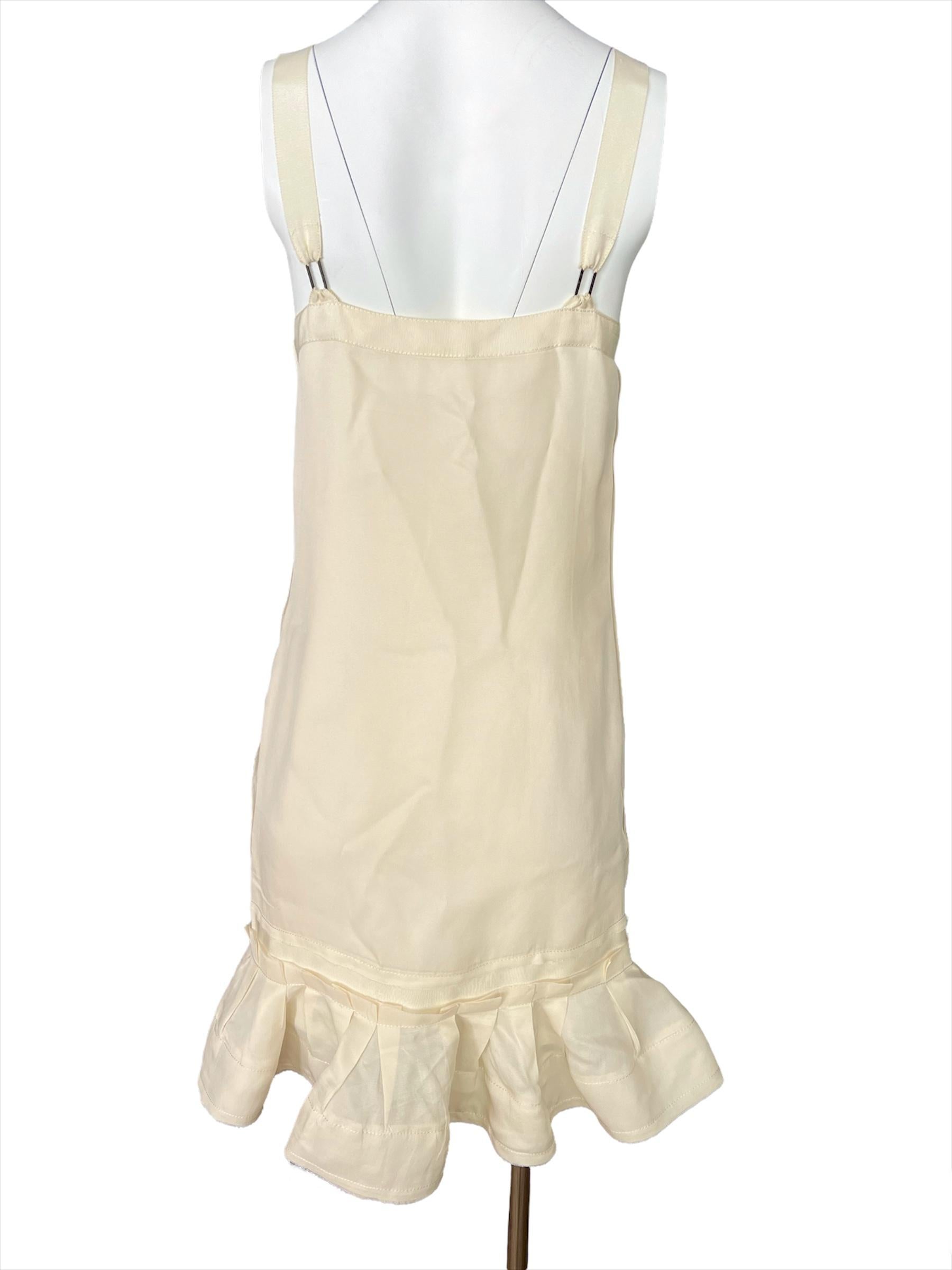 2008 Lanvin Paris White Silk Mini Dress, Size 38 For Sale 5