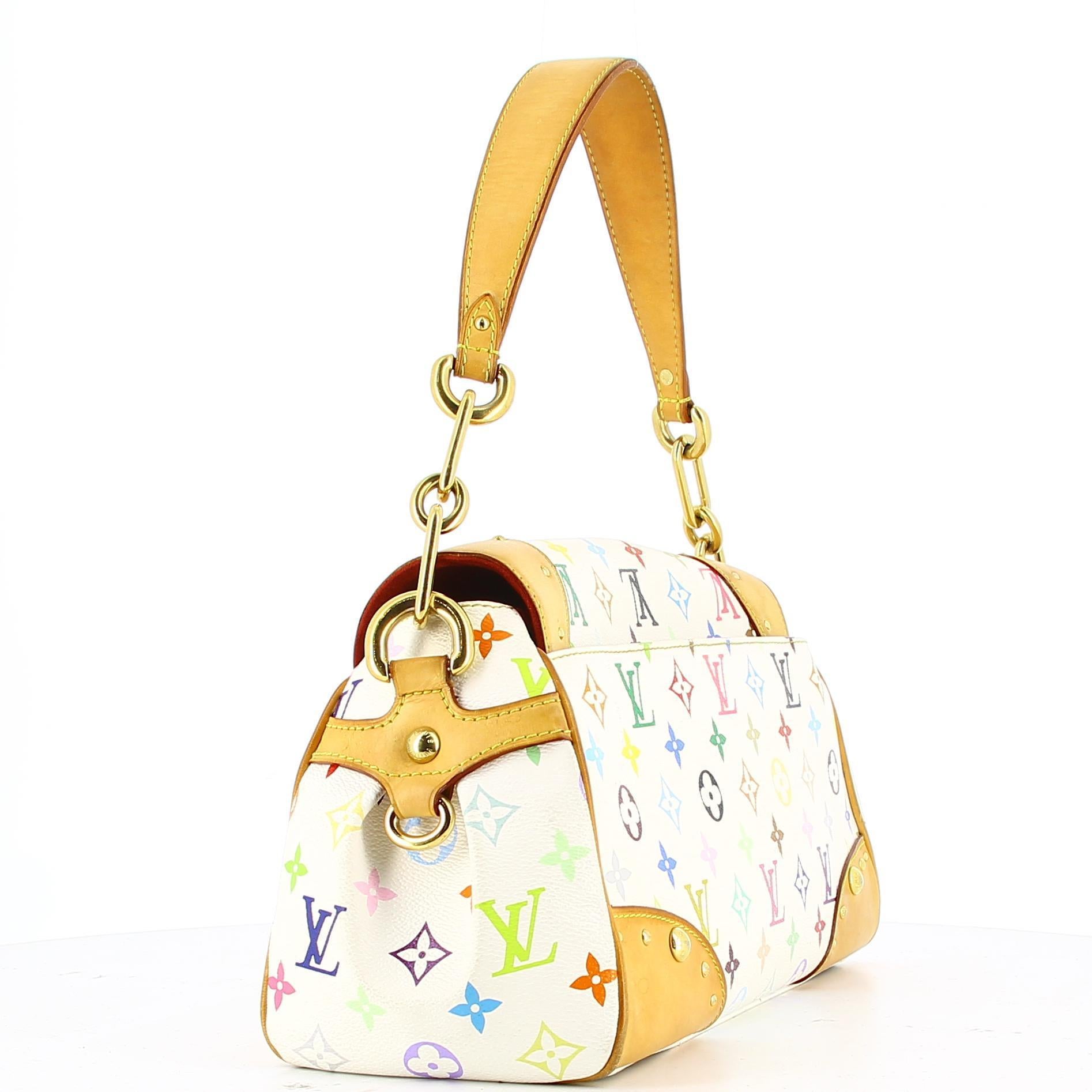 White 2008 Louis Vuitton Berverly Murakami Monogram Bag