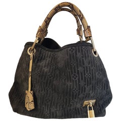 2008 Louis Vuitton Limited Edition Whisper black suede python handles handle bag