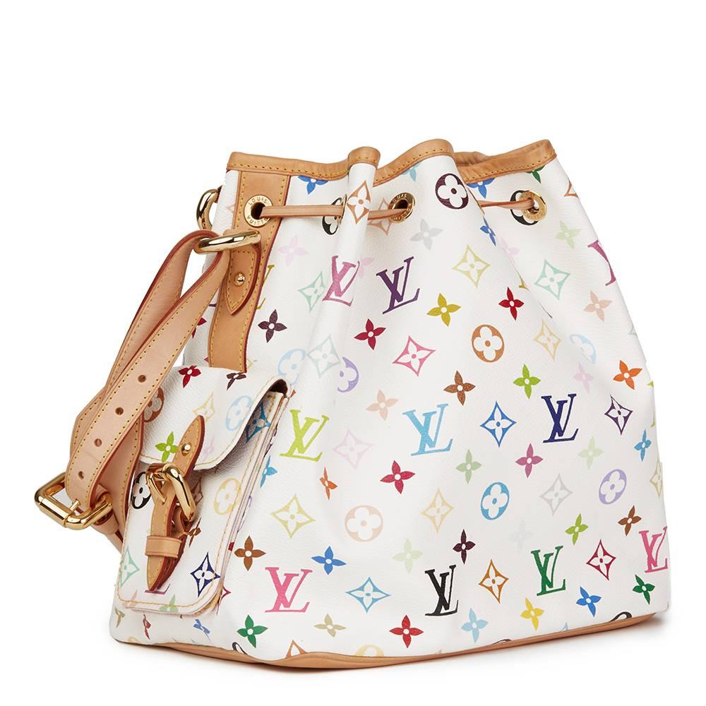 2008 Louis Vuitton White Multicolore Monogram Coated Canvas Petit Noe In Excellent Condition In Bishop's Stortford, Hertfordshire