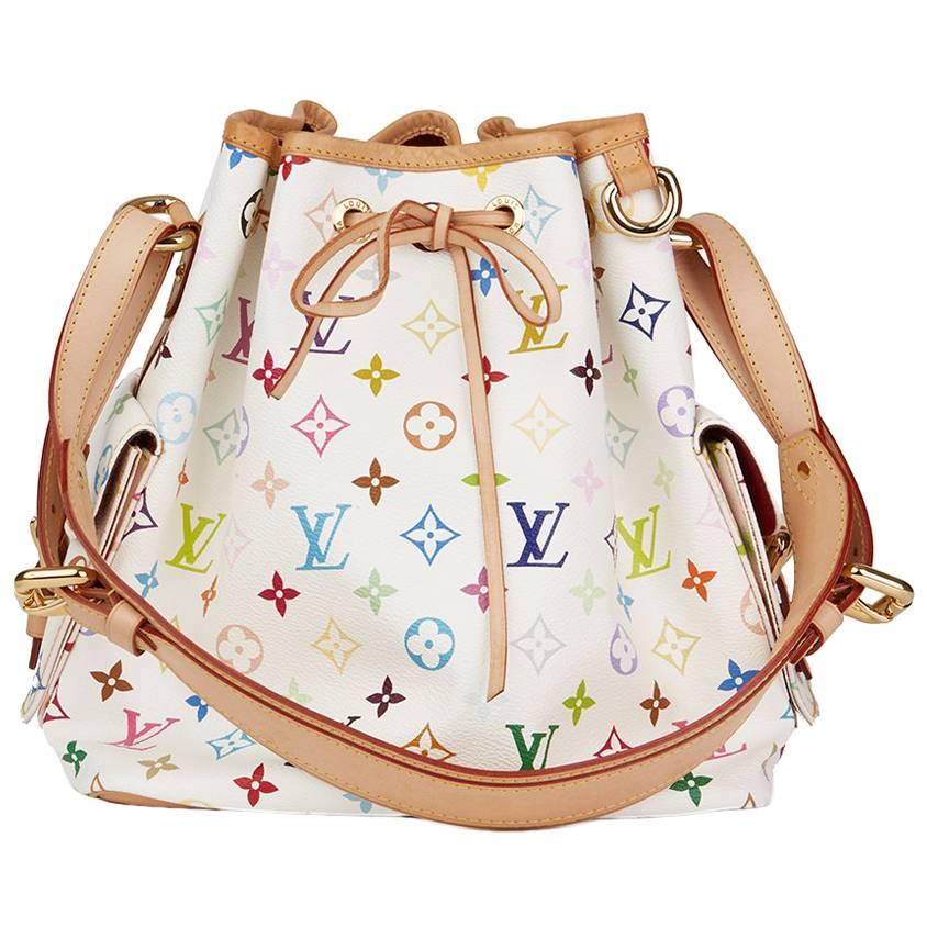 2008 Louis Vuitton White Multicolore Monogram Coated Canvas Petit Noe