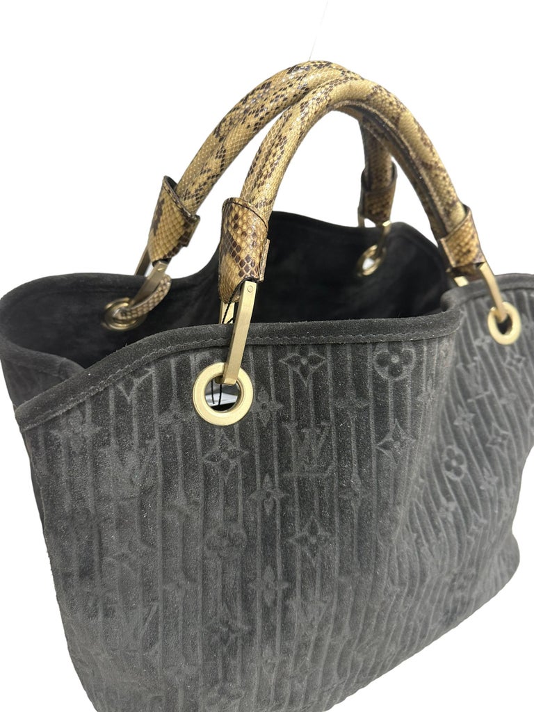 2008 Lousi Vuitton Whisper Black Suede Top Handle Bag Limited Edition