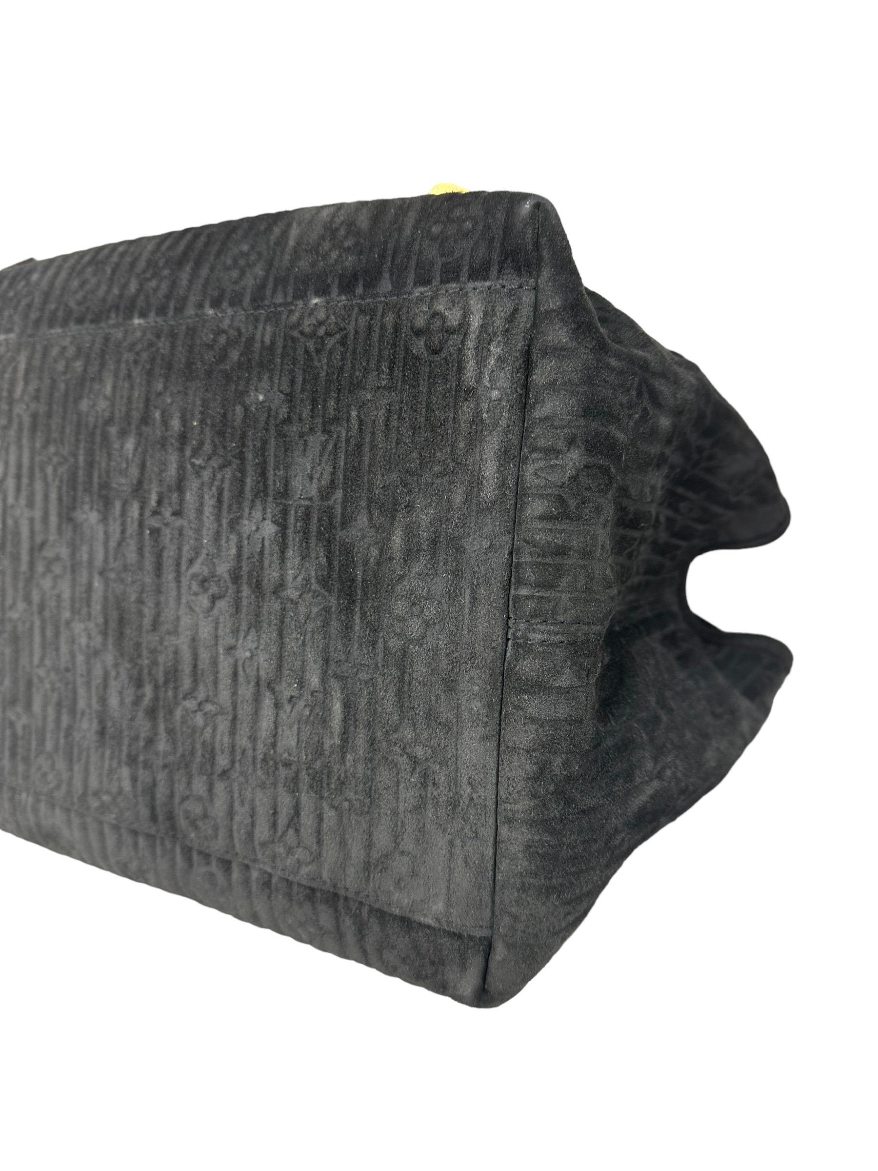 2008 Lousi Vuitton Whisper Black Suede Top Handle Bag Limited Edition For Sale 11