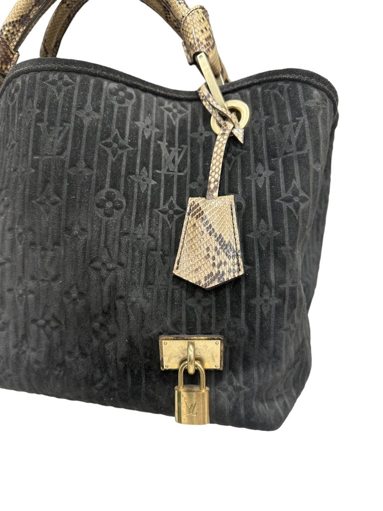 2008 Lousi Vuitton Whisper Black Suede Top Handle Bag Limited Edition