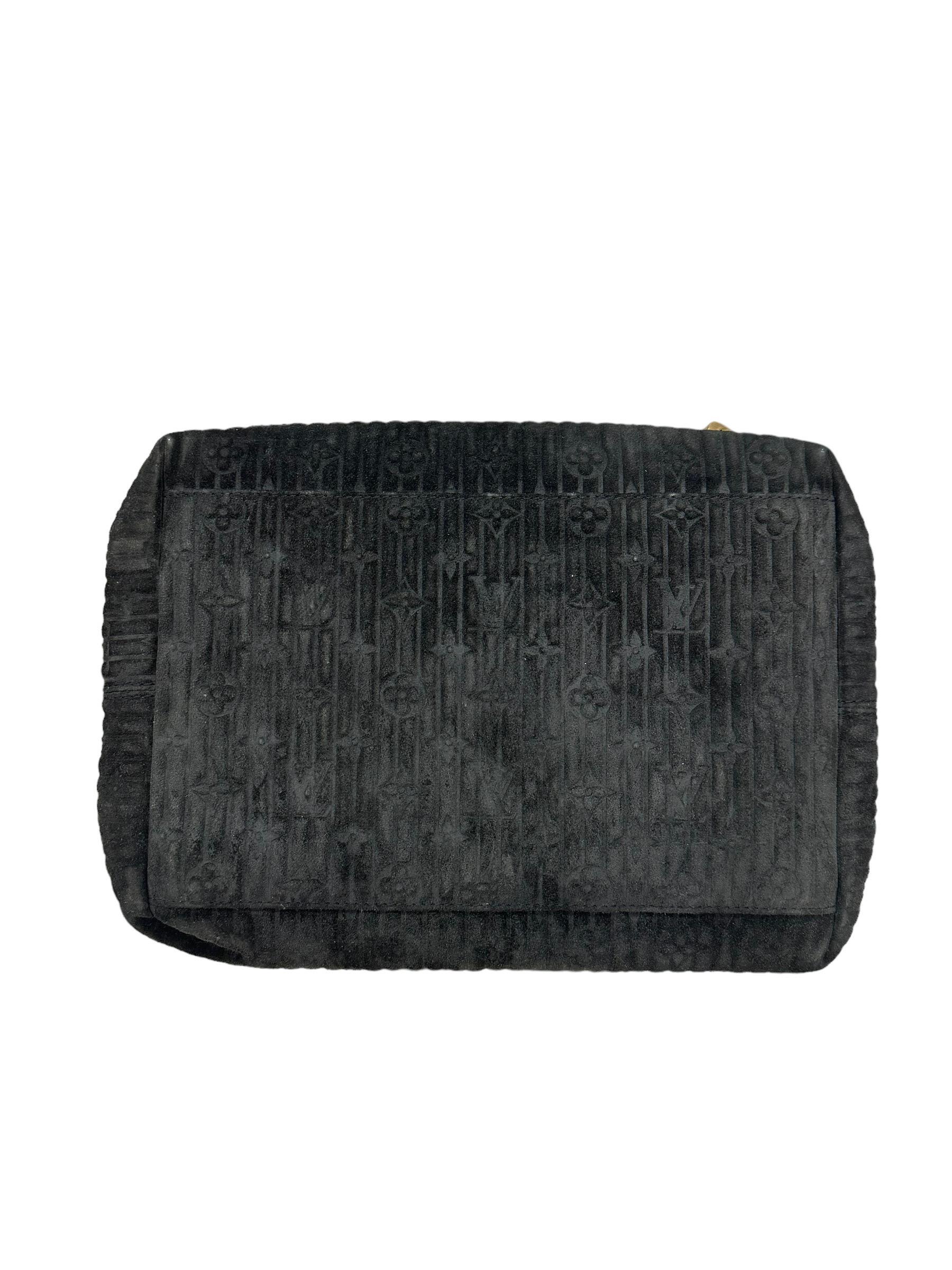 2008 Lousi Vuitton Whisper Black Suede Top Handle Bag Limited Edition 3