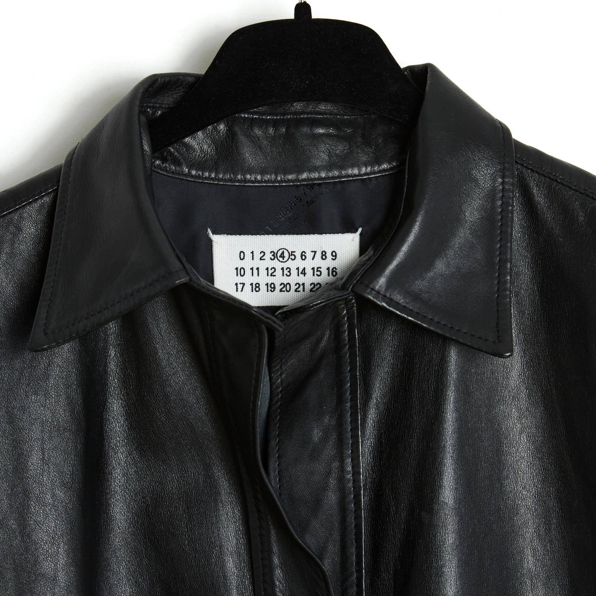 Noir 2008 Maison Martin Margiela 4 Chemise robe tunique en cuir noir FR38 en vente