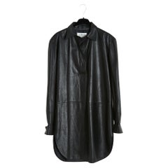 2008 Maison Martin Margiela 4 Black leather shirt dress tunique FR38